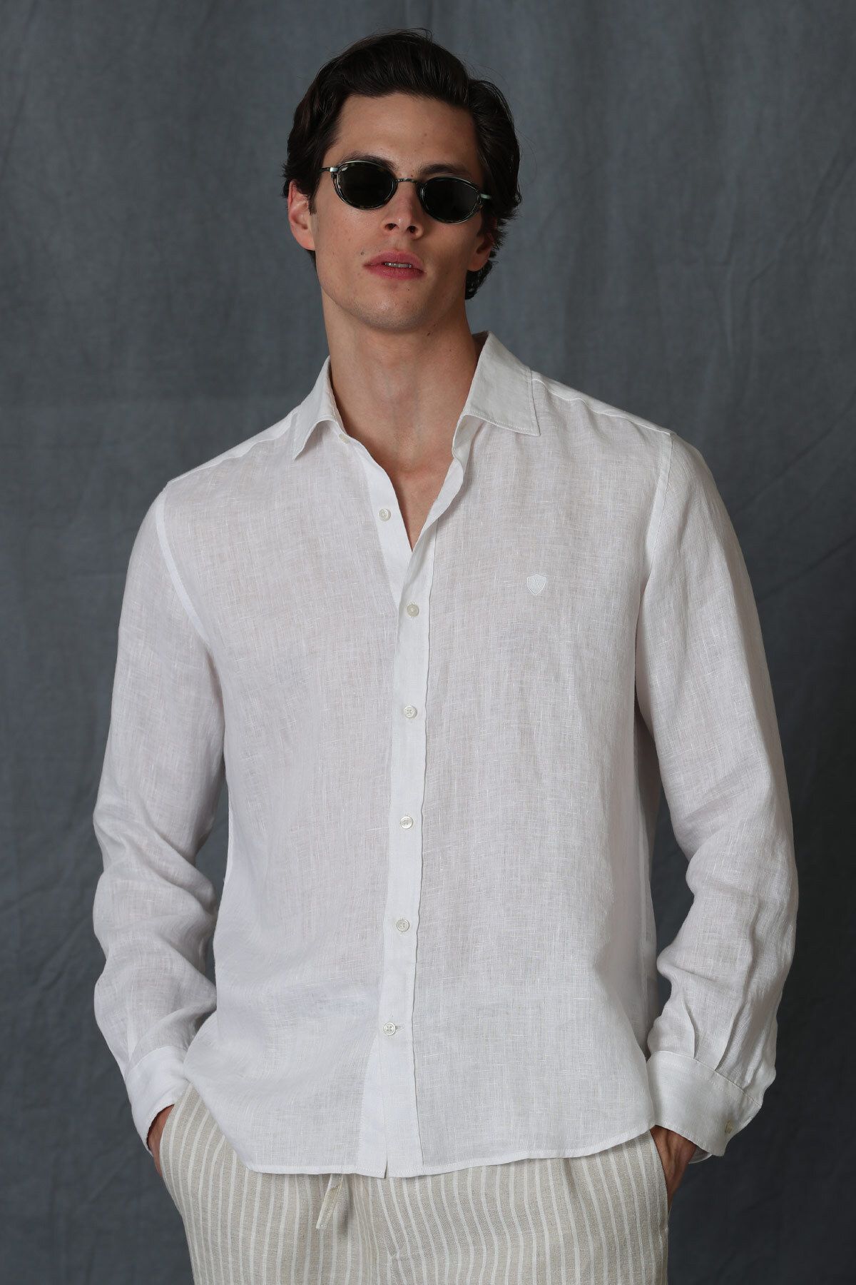 Lufian Cămașă De In Pentru Bărbați - Pitaya Comfort Fit White Masculin - 3XL