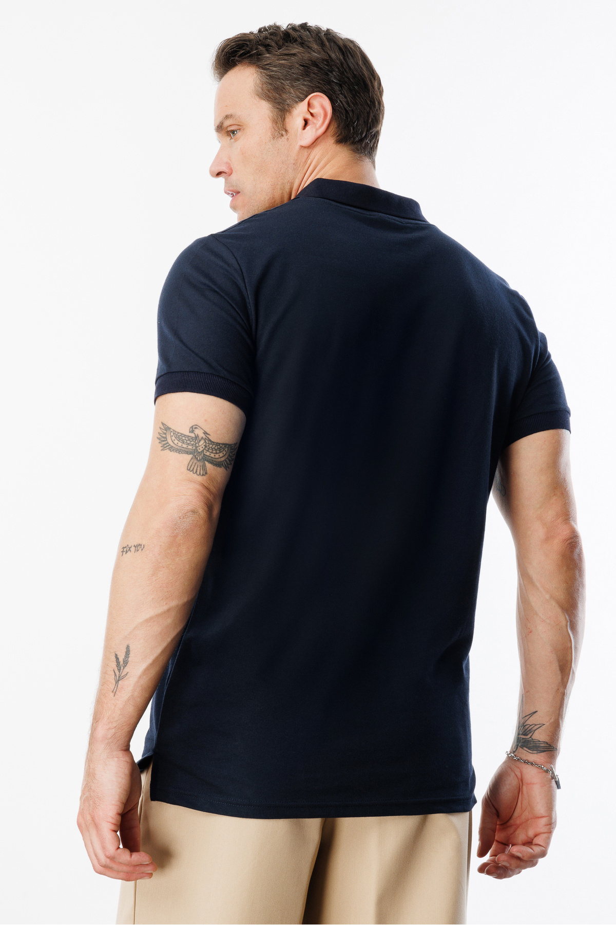 GENIUS STORE-Ανδρικό μπλουζάκι από βαμβακερό ύφασμα με κανονική εφαρμογή με λαιμόκοψη 7