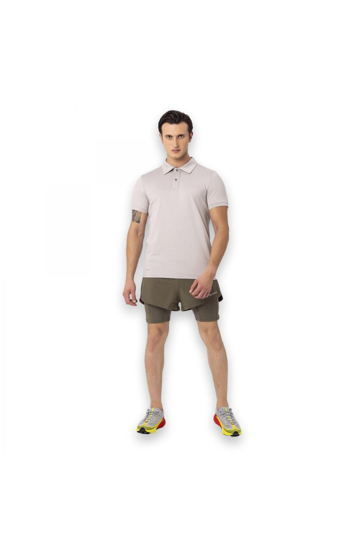 مرل تی‌شرت مردانه پرو پولو یقه کوتاه آستین کوتاه خاکستری روشن