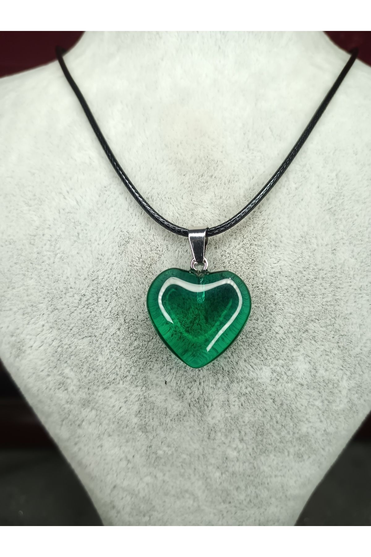 Mos Tespih-Leather Drawstring Green Agate Stone Natural Stone Necklace 2
