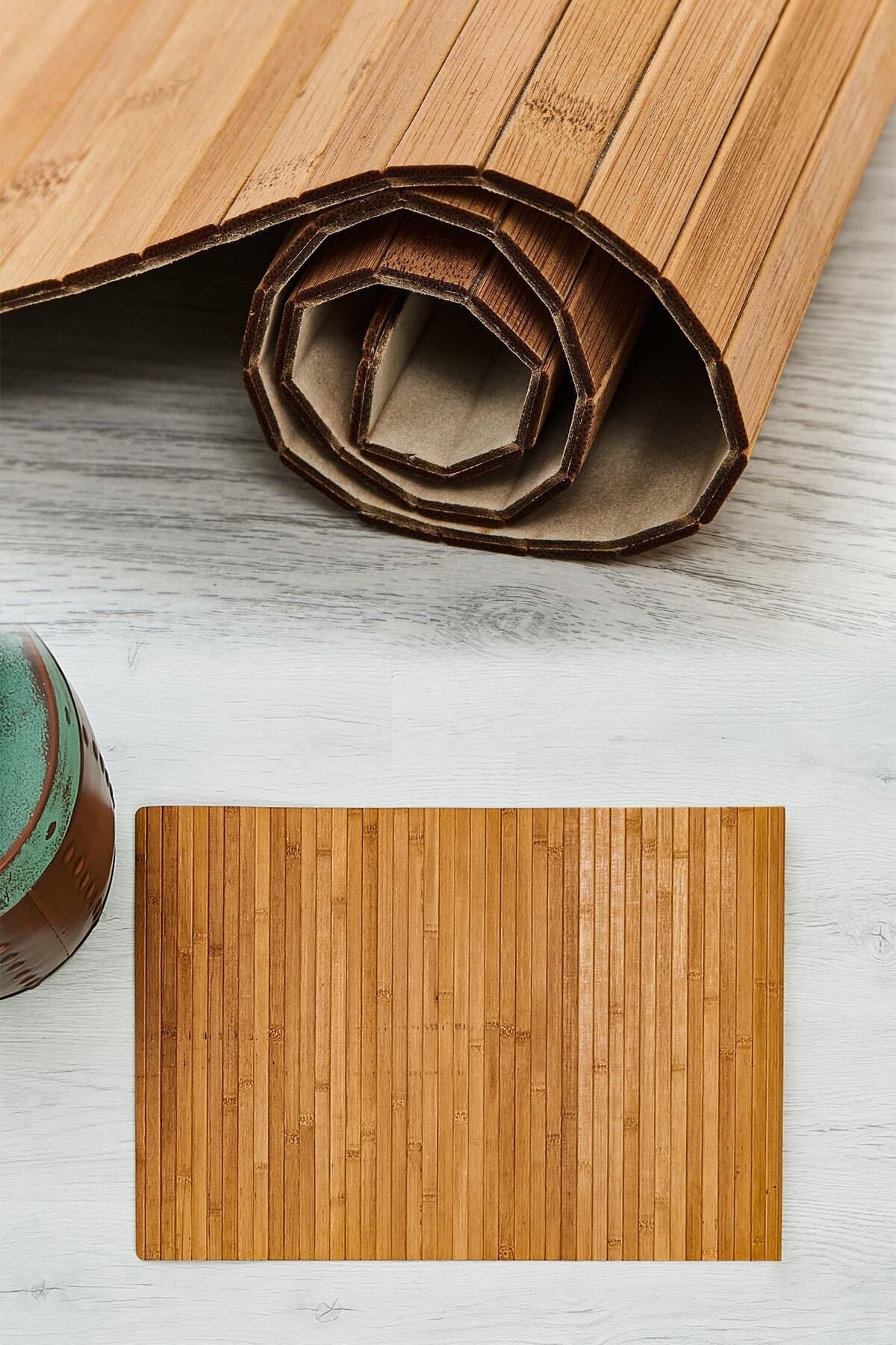 ellahomedekor Doğal Bambu Banyo Paspası Kaydırmaz Özellikli 50x80cm Lc015
