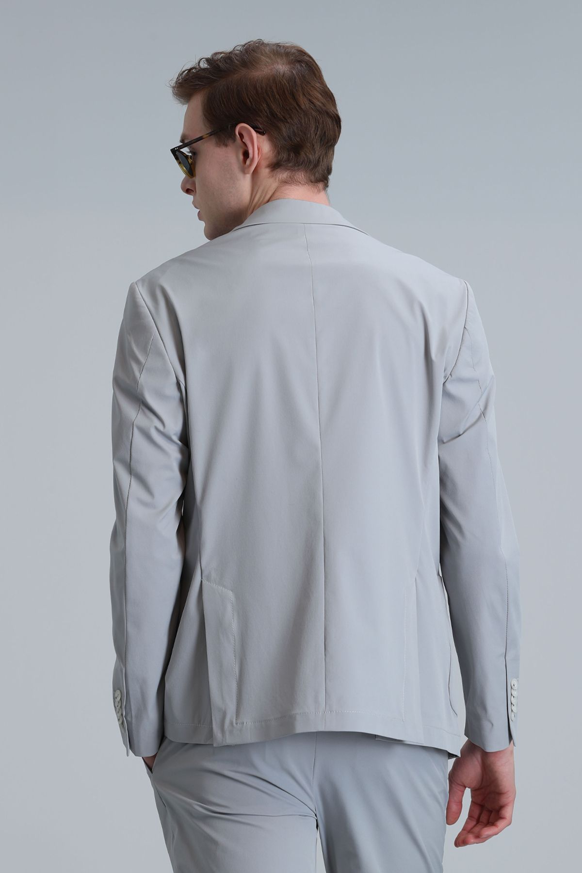 Lufian-Jachetă Blazer pentru bărbați Mex Sport, slim fit, gri deschis 6