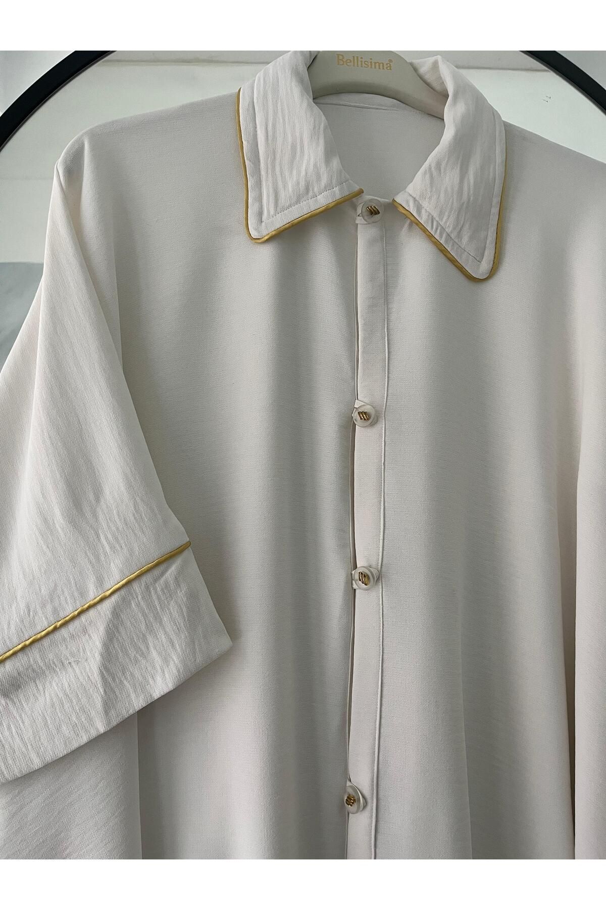 DİLEKBUTİK-Summer Draped Poncho with White Piping 4