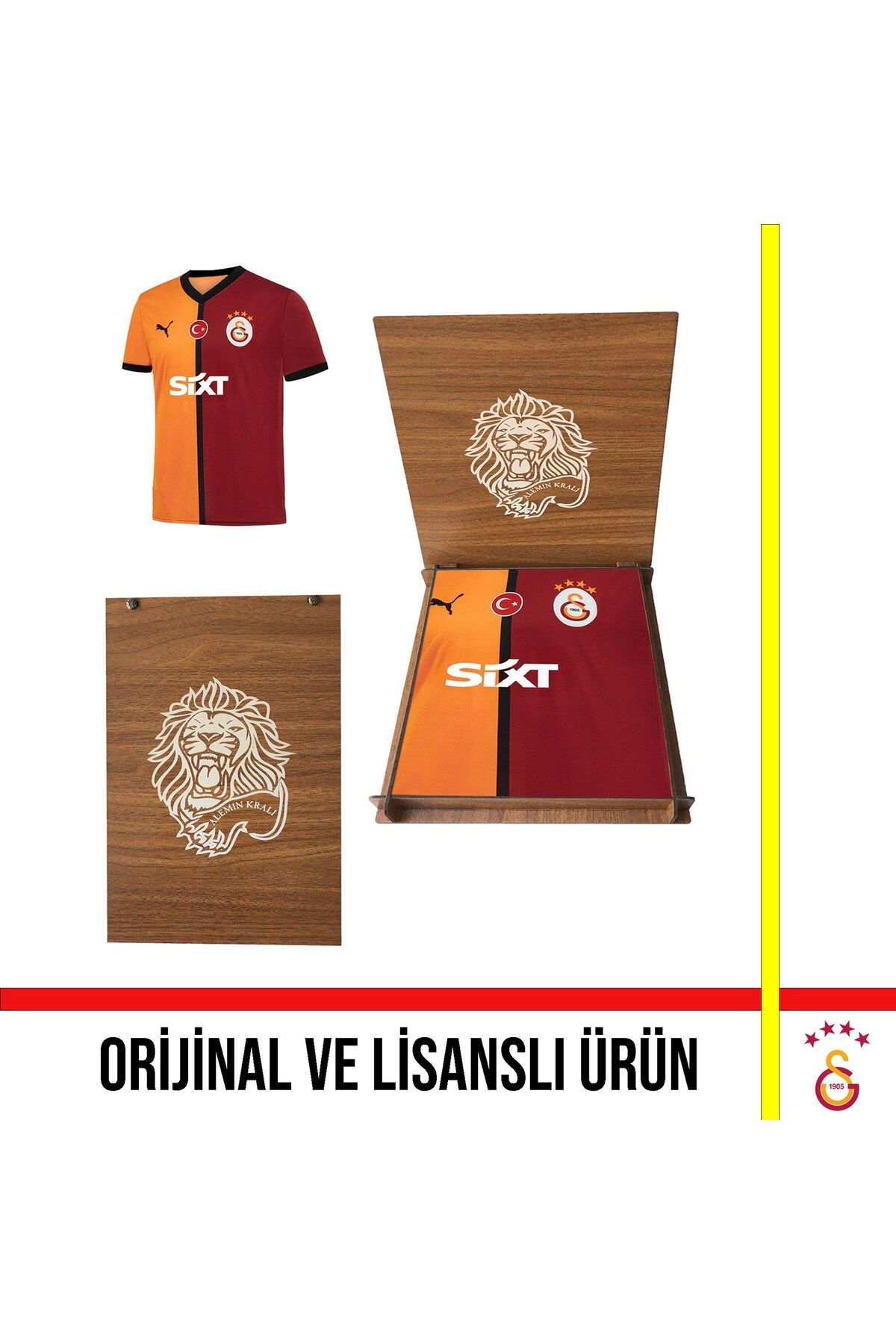 Galatasaray Lisanslı 2024-2025 İç Saha Taraftar Forması Aslan Ahşap Kutulu