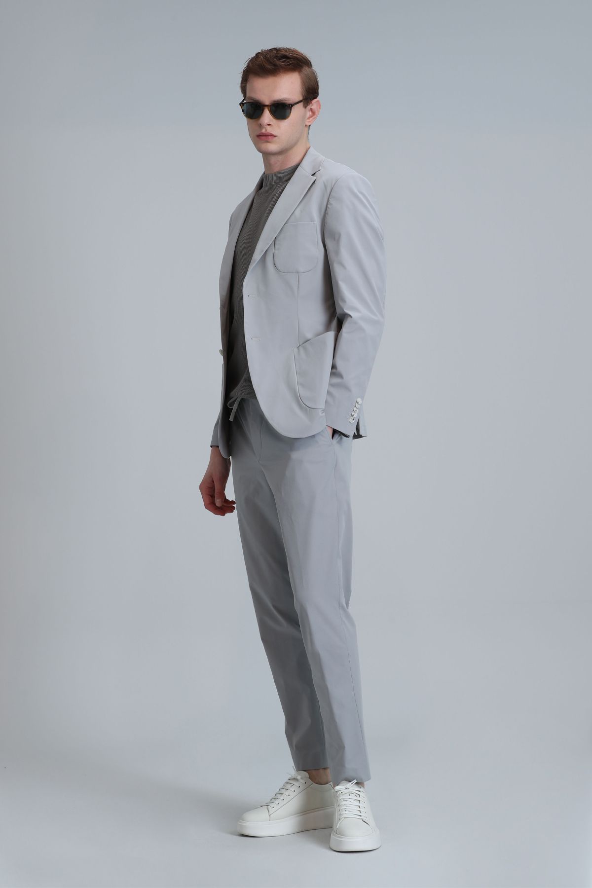 Lufian-Jachetă Blazer pentru bărbați Mex Sport, slim fit, gri deschis 4