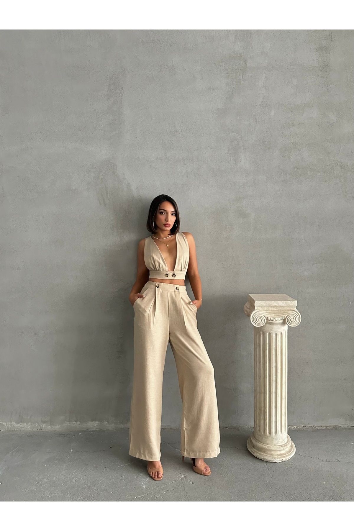 RockMore-Trend Crop Pantalon and Linen Set 5
