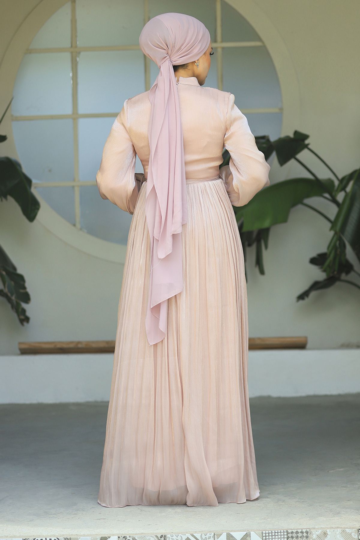 Neva Style-Φόρεμα Hijab με πούδρα - 44591PD 4