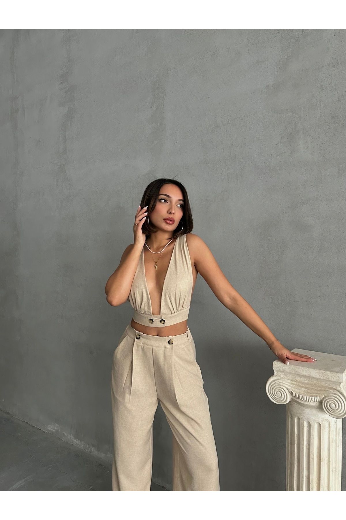 RockMore-Trend Crop Pantalon and Linen Set 6