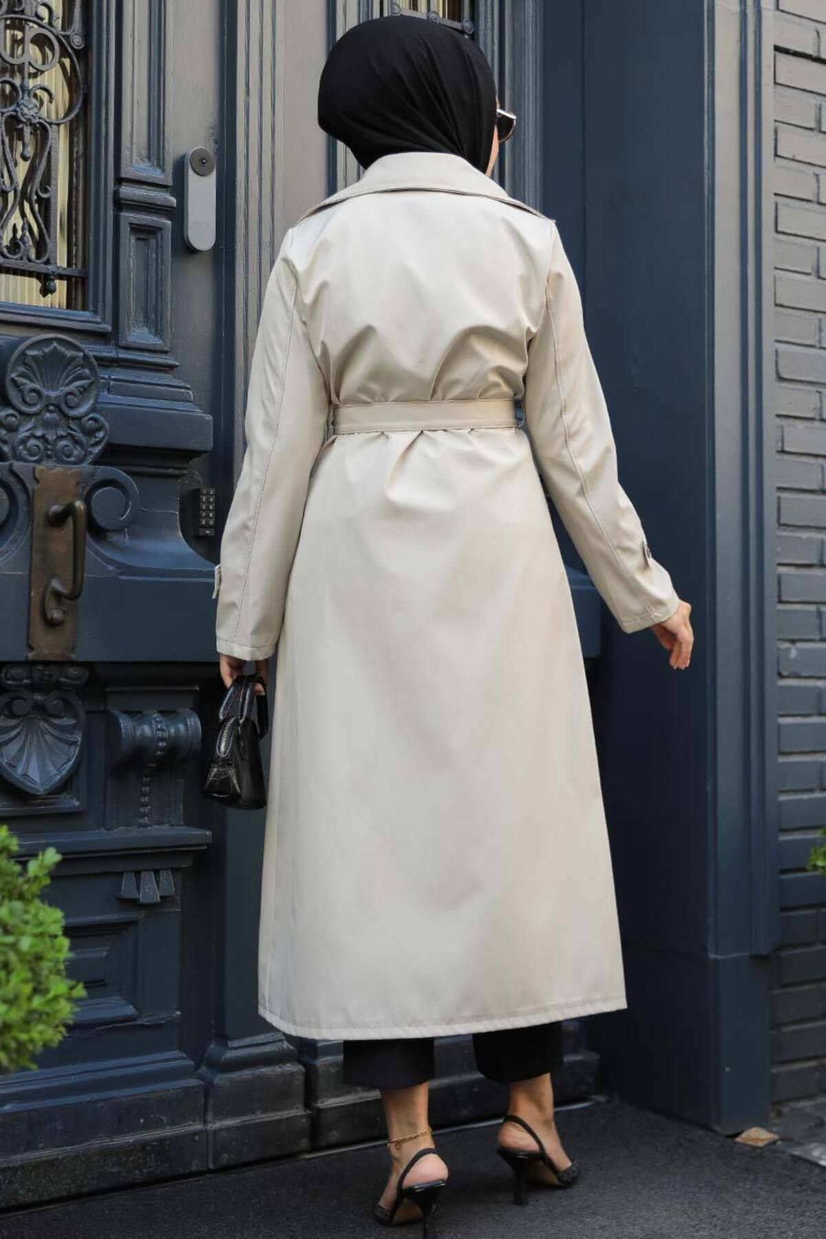 Neva Style-Trenci Hijab Bej - Catarama si Curea, Model 5942BEJ 4