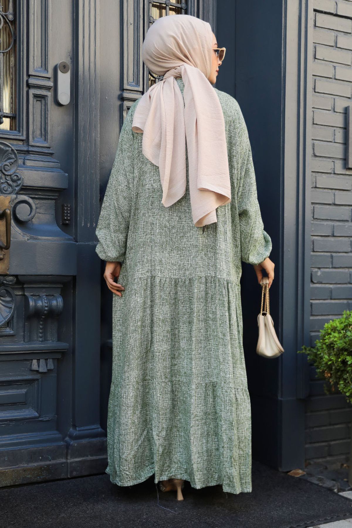 Neva Style-Rochie Hijab Kaki - Nasturi, Model Nr: 23452HK 3