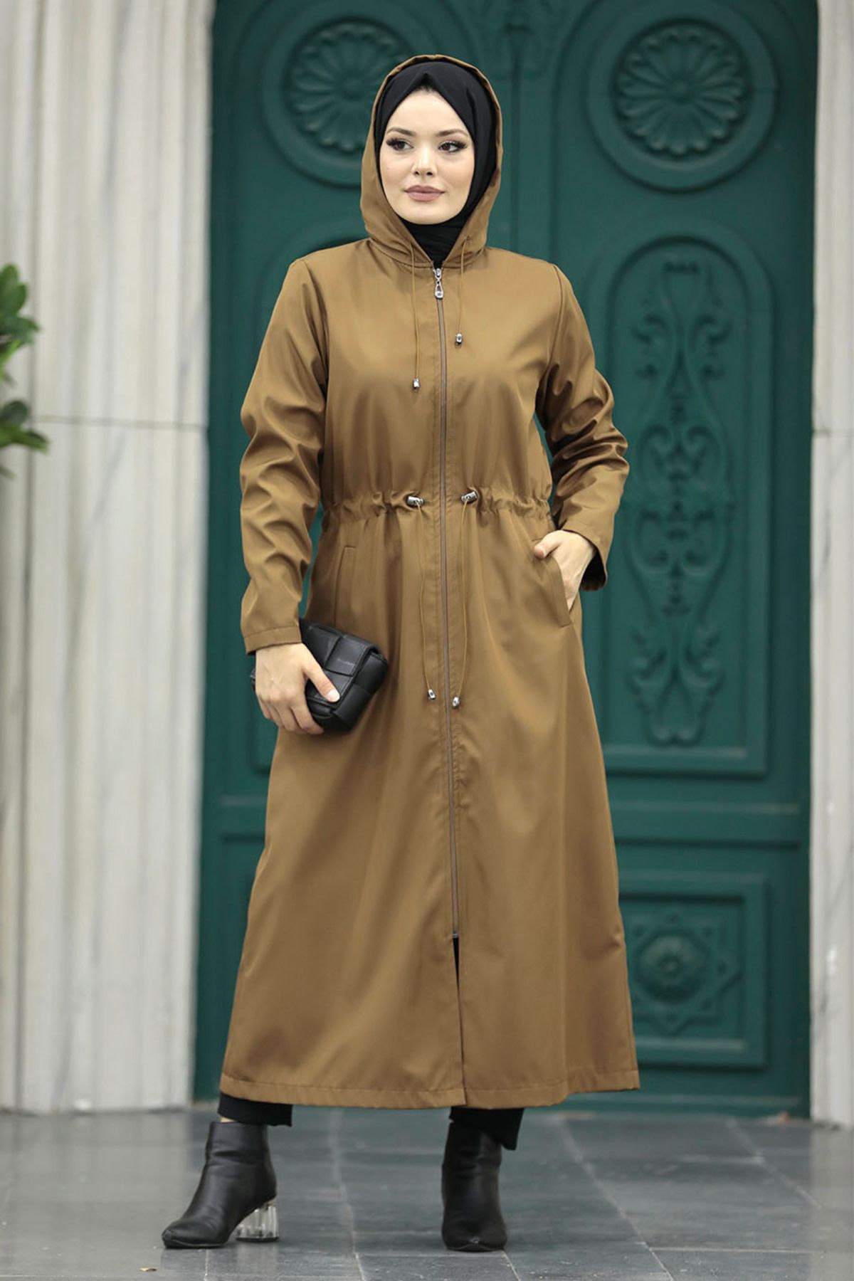 Neva Style-Căciulă Hijab maro cu buzunar 5941kh 3