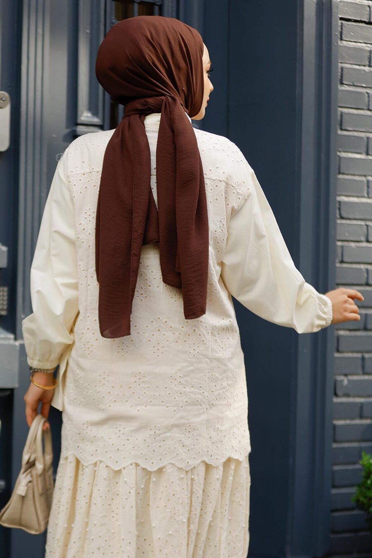 Neva Style-Tunica Hijab cu dantela bej - 14261BEJ 7