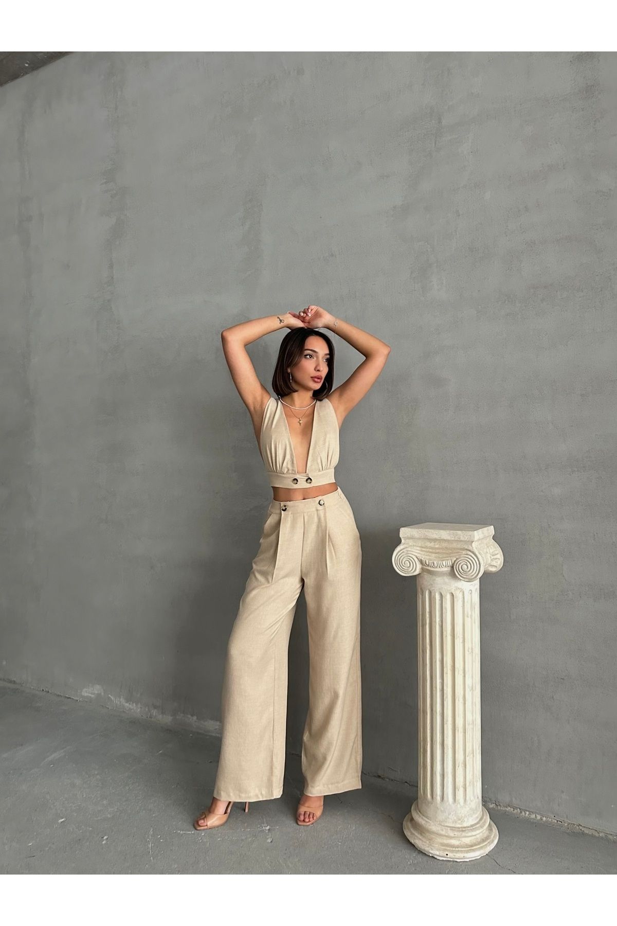 RockMore-Trend Crop Pantalon and Linen Set 7