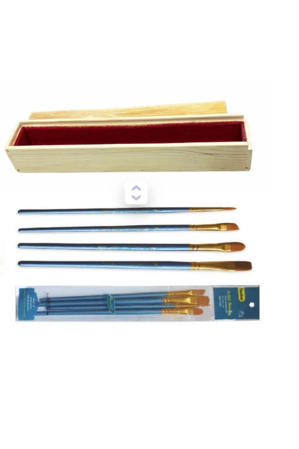 hobi market art Cutie De Depozitare Pentru Pensule Artistice Glisante Din Lemn Cu Set De Pensule Cadou - One Size