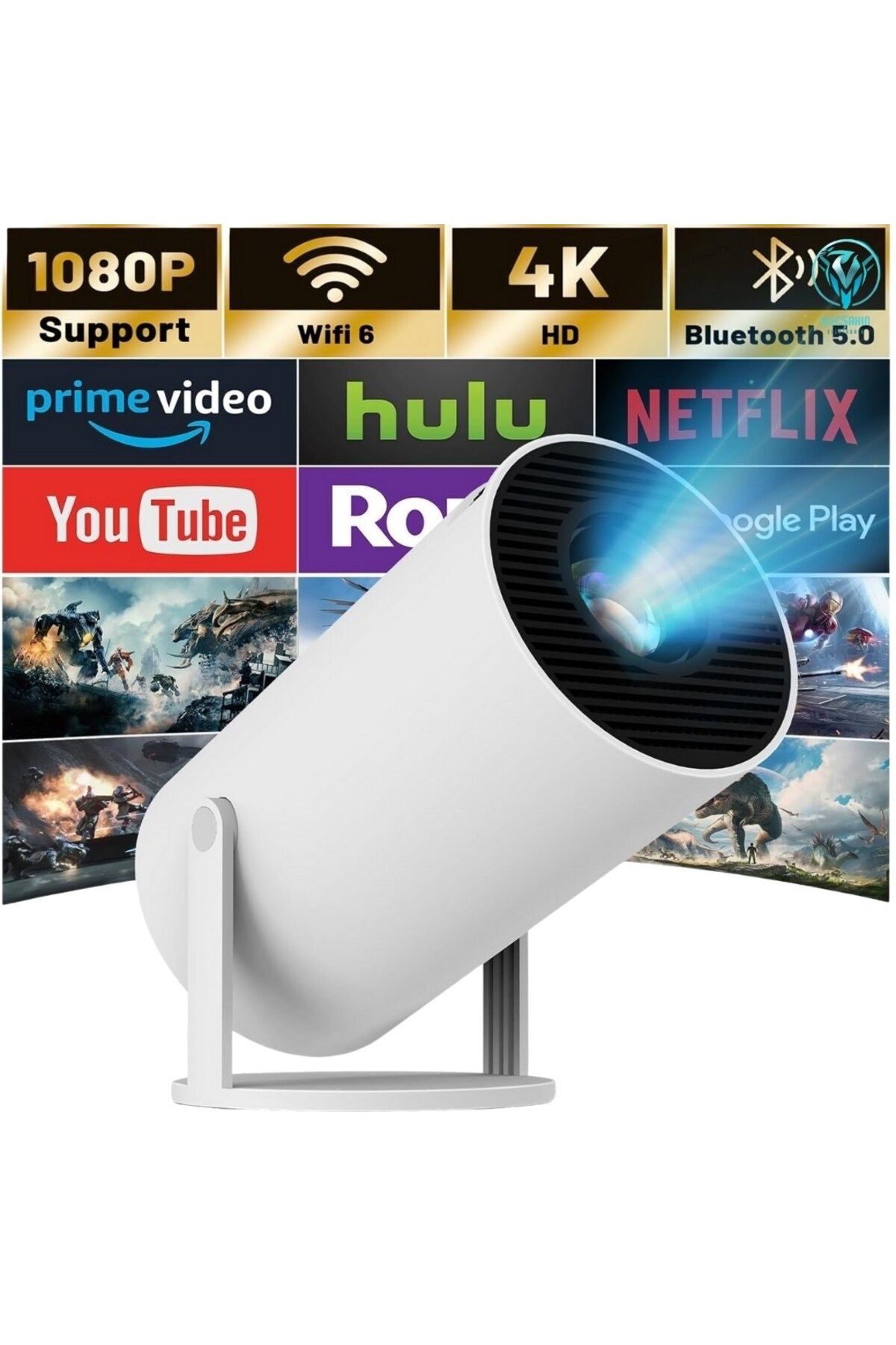 İVOTECH Taşınabilir Android Sinema Projeksiyon Wifi ve bluetooth Destekli En Güncel Sürüm Akıllı Projektör