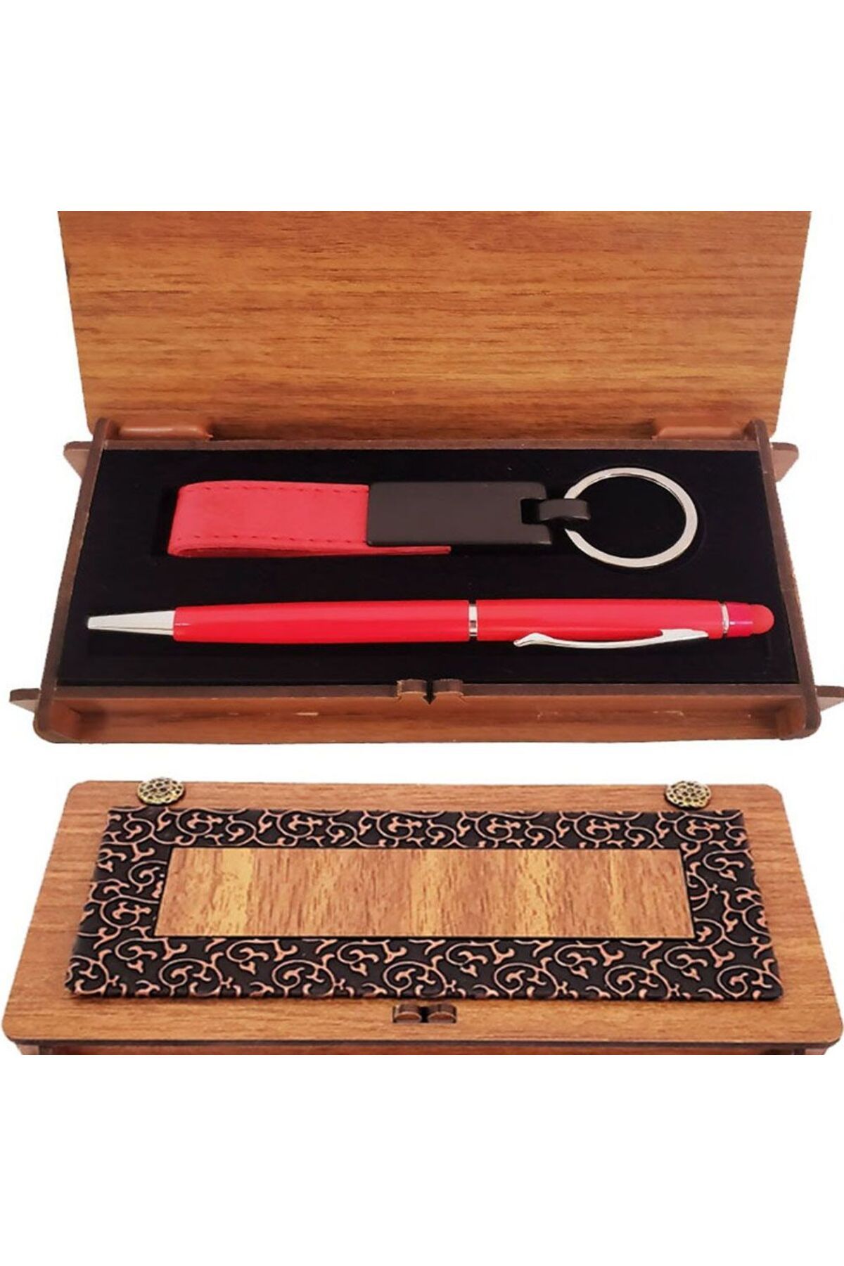 SAVA HOME COLLECTİON Ahşap Kutulu Kırmızı Kalem ve Anahtarlık Set