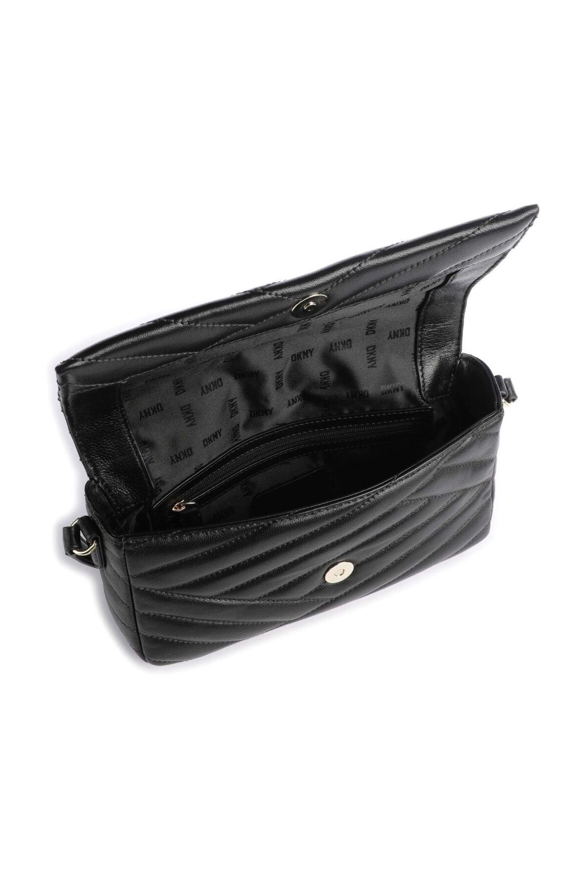 Dkny-Czarna damska skórzana torba typu crossbody 24x14x6 cm R31HBX38BGD 3