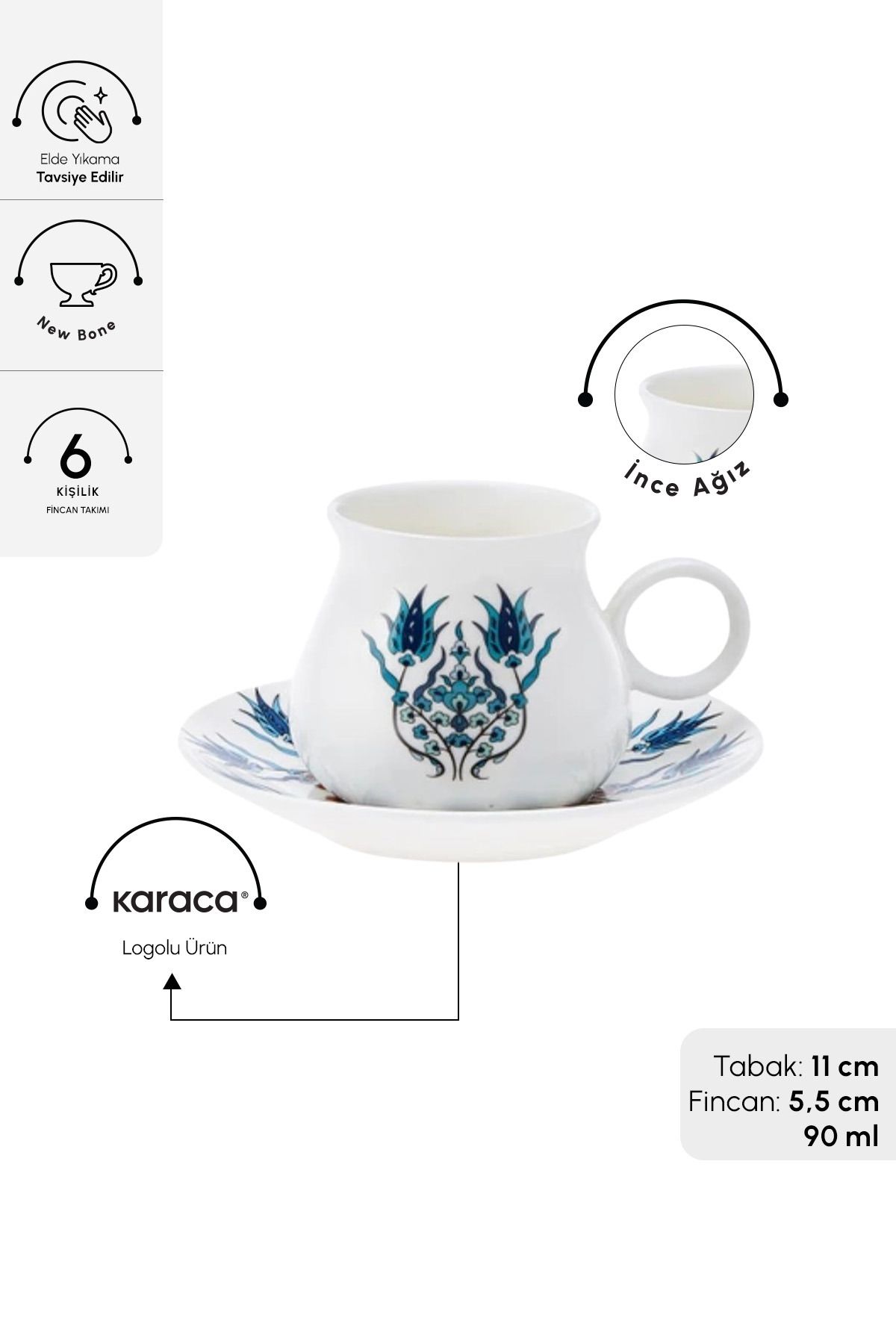Karaca-Bursa 6-Personen-Kaffeetassen-Set 90 ml 2