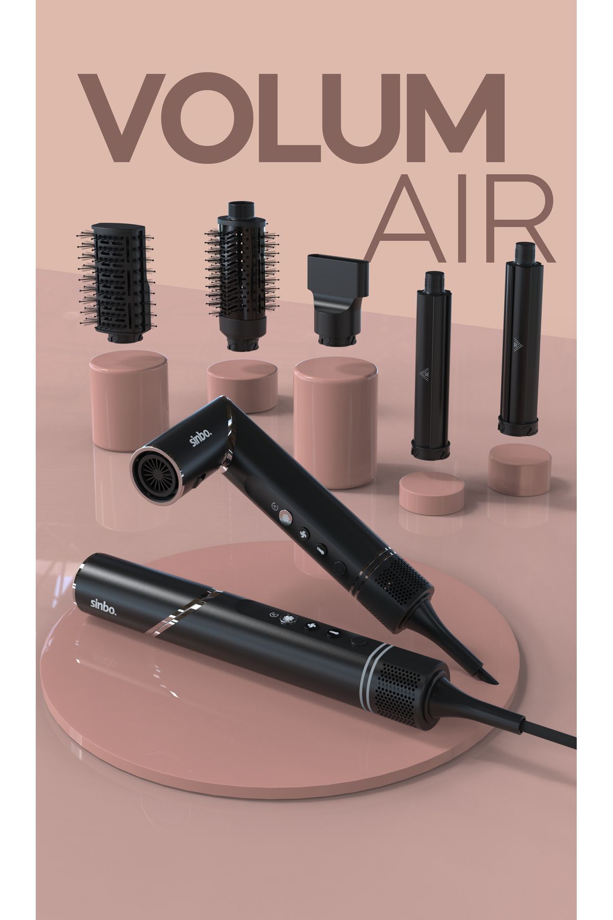 SHD-1720 - VolumAir 5 In 1 Katlanabilir Air Saç Kurutma ve Şekillendirme Sistemi Siyah