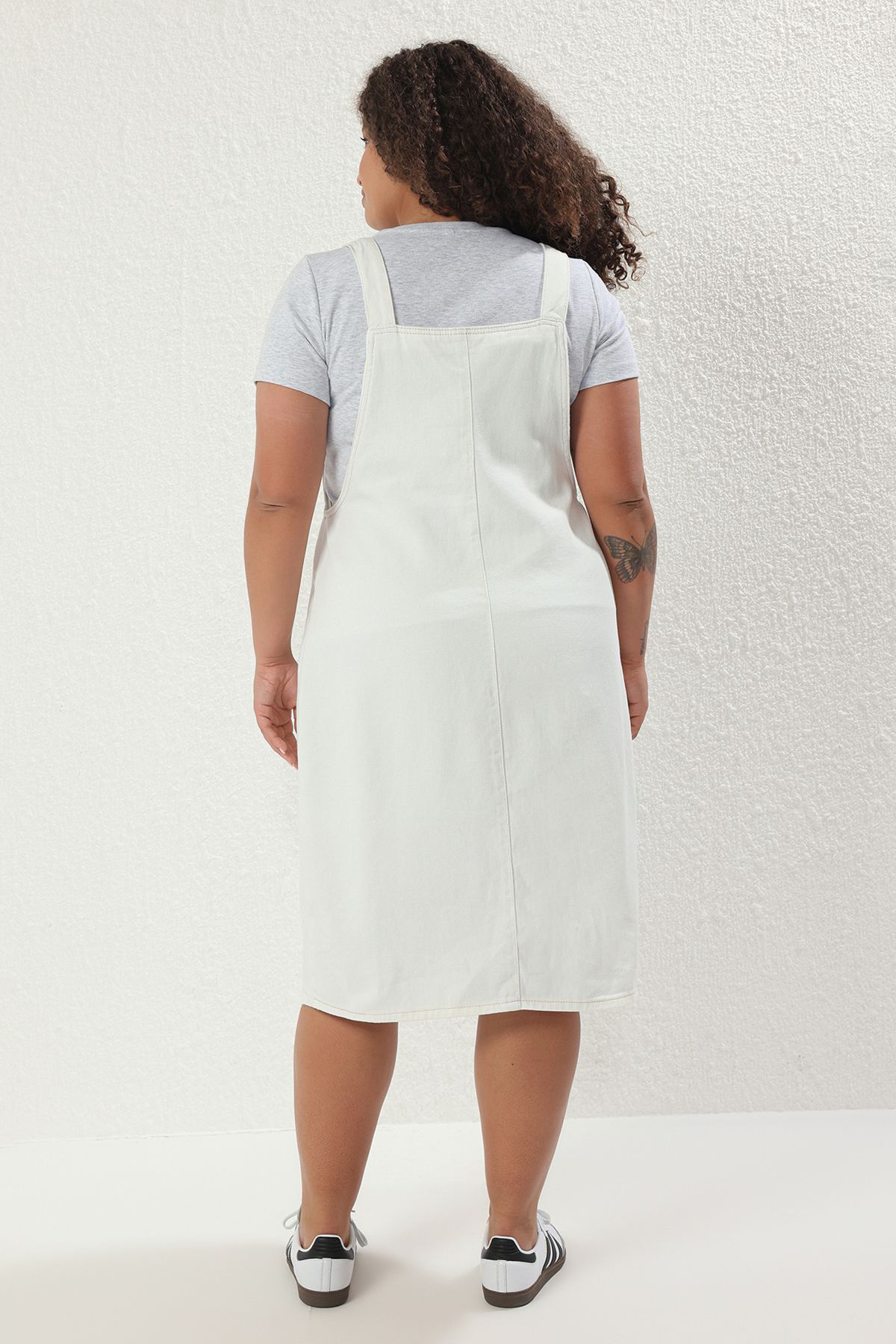 Trendyol Curve-Ecru predný remienok na gombíky Rigid Denim Large Size Elbow TBBSS25AH00095 4