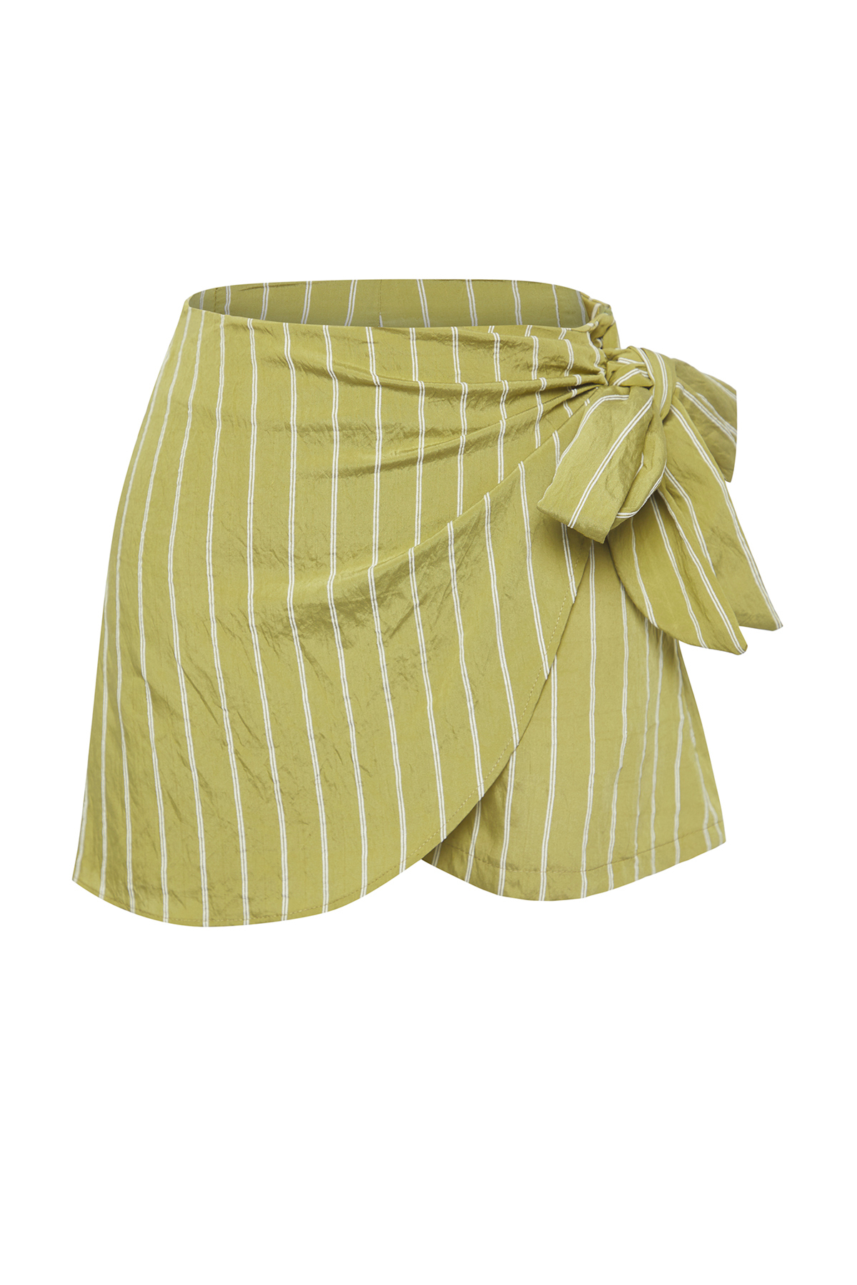 Trendyolmilla  Çizgili Dokuma Bağlama Detaylı Plaj Mini Yüksek Bel Şort & Bermuda TBESS25SR00017 - Görsel 6