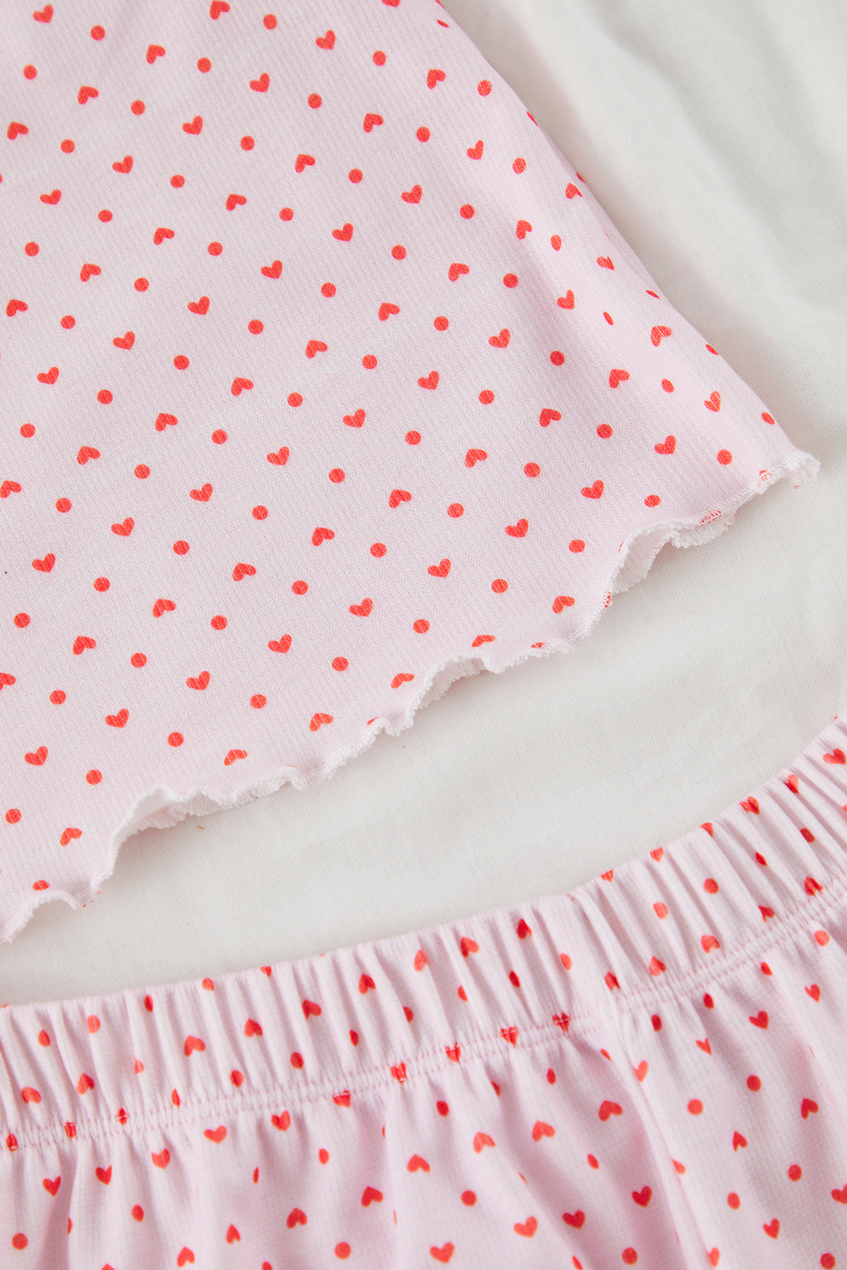 Trendyol Collection-Pink 3-Piece Dowry Set Knitted Pajamas Set with Heart and Polka Dot Twill Shorts Thmss25Pt00003 8