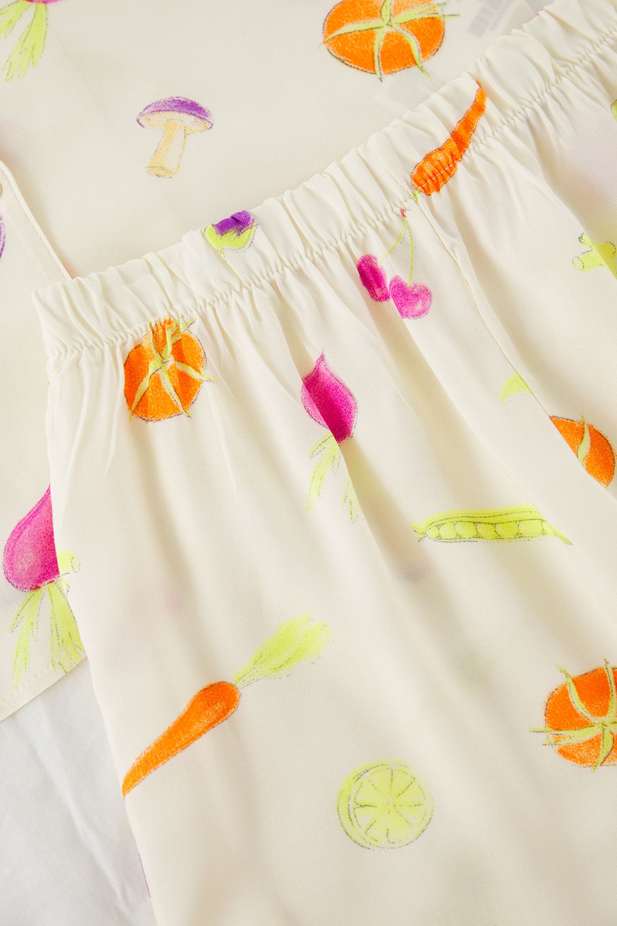 Trendyol Collection-Ecru Vegetable Patterned Viscose Woven Pajamas Set with Shorts Thmss25Pt00271 7
