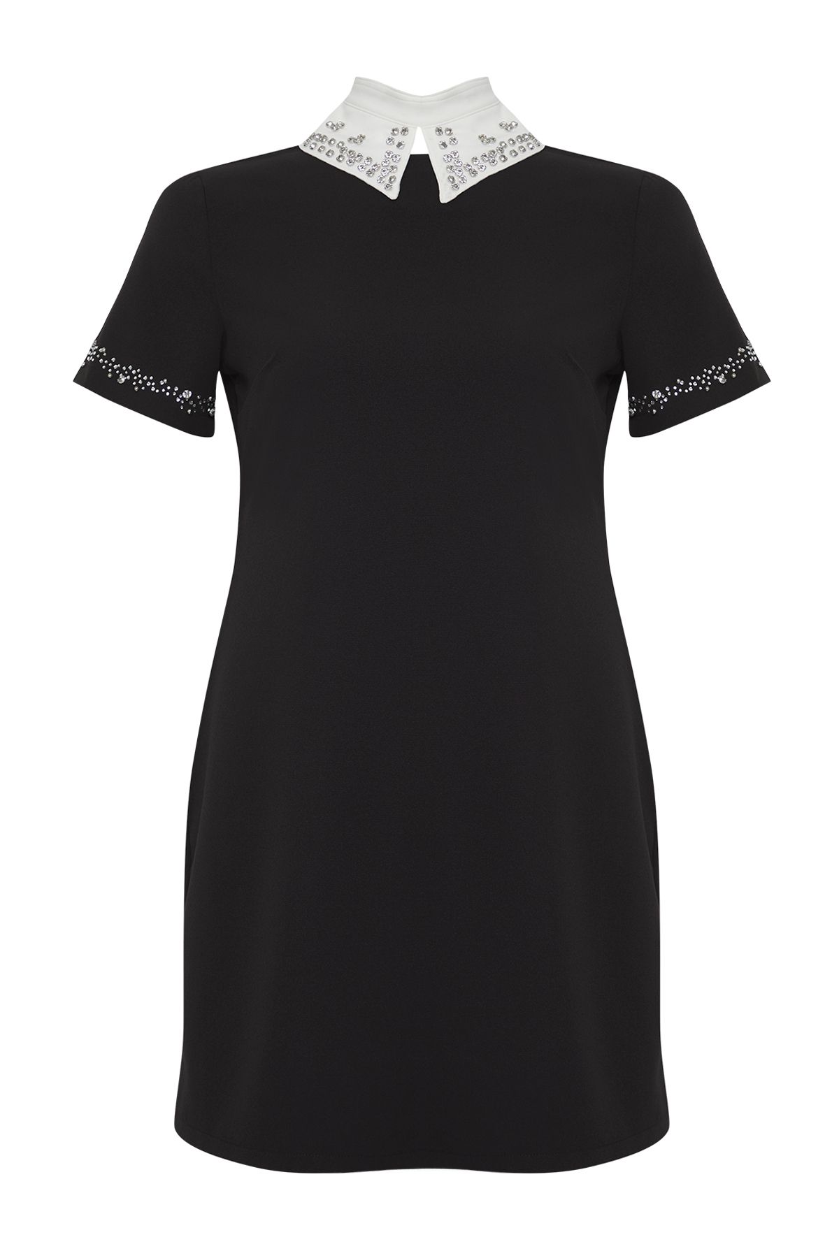Trendyol Curve-Μαύρο Finike Woven Φόρεμα Plus Size 11