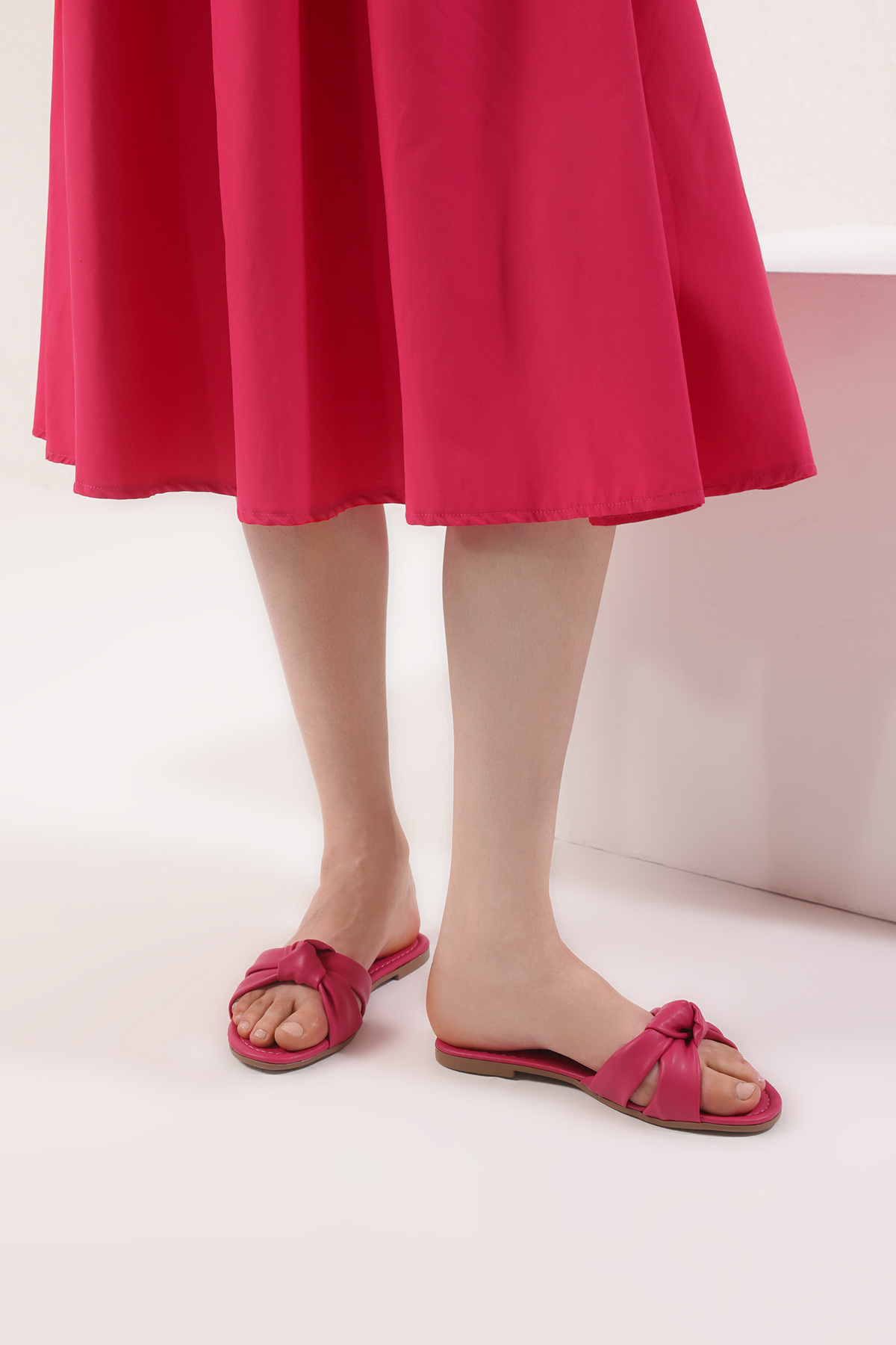 TRENDYOL SHOES-Fuchsia Knot Detaillierte Mandel Toe Damen Hausschuhe TAKSS25TE00040 3