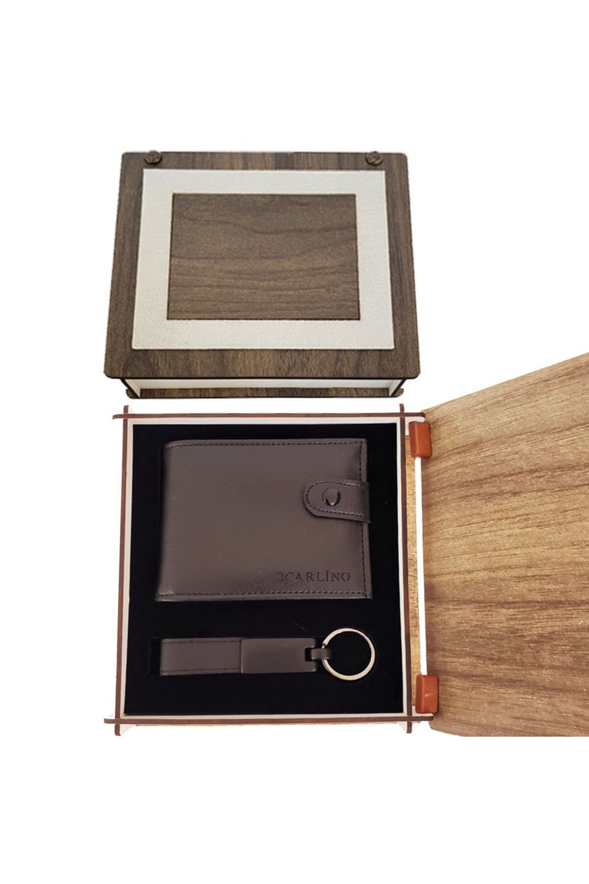SAVA HOME COLLECTİON Ahşap Kutulu Deri Cüzdan Anahtarlık Set