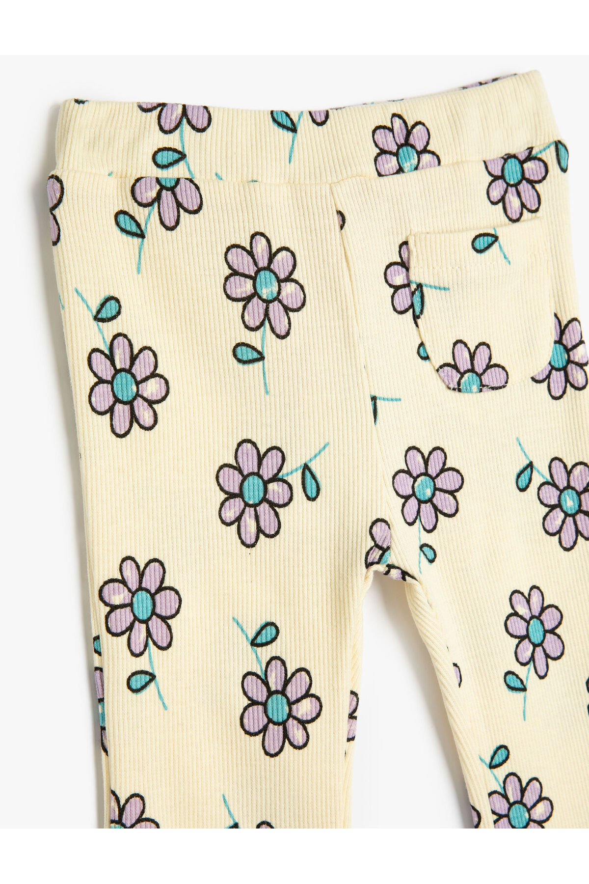 Koton İspanyol Paça Tayt Çiçekli Cep Detaylı Pamuklu fotoğrafı 3 (önizleme)