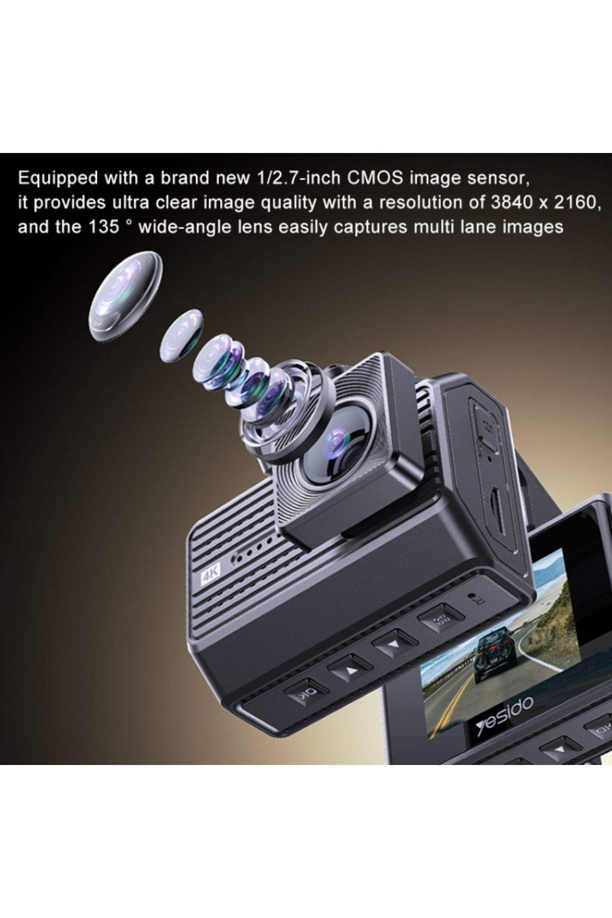 Yesido-KM15 4K Dual Dash Camera Driving Recorder 6