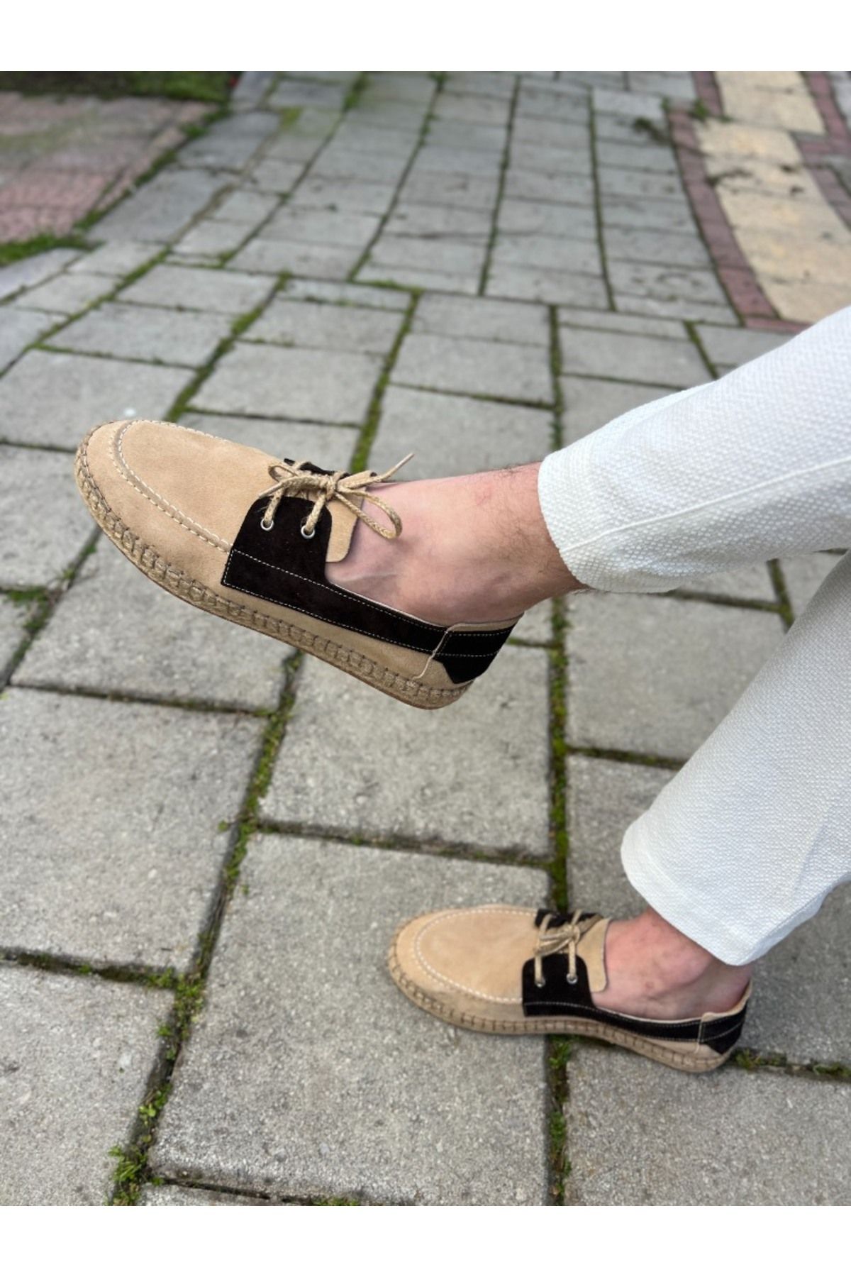 by selvi Lukka Shoes Fleur Hakiki Deri Bej Garnili Bağcıklı Espadril
