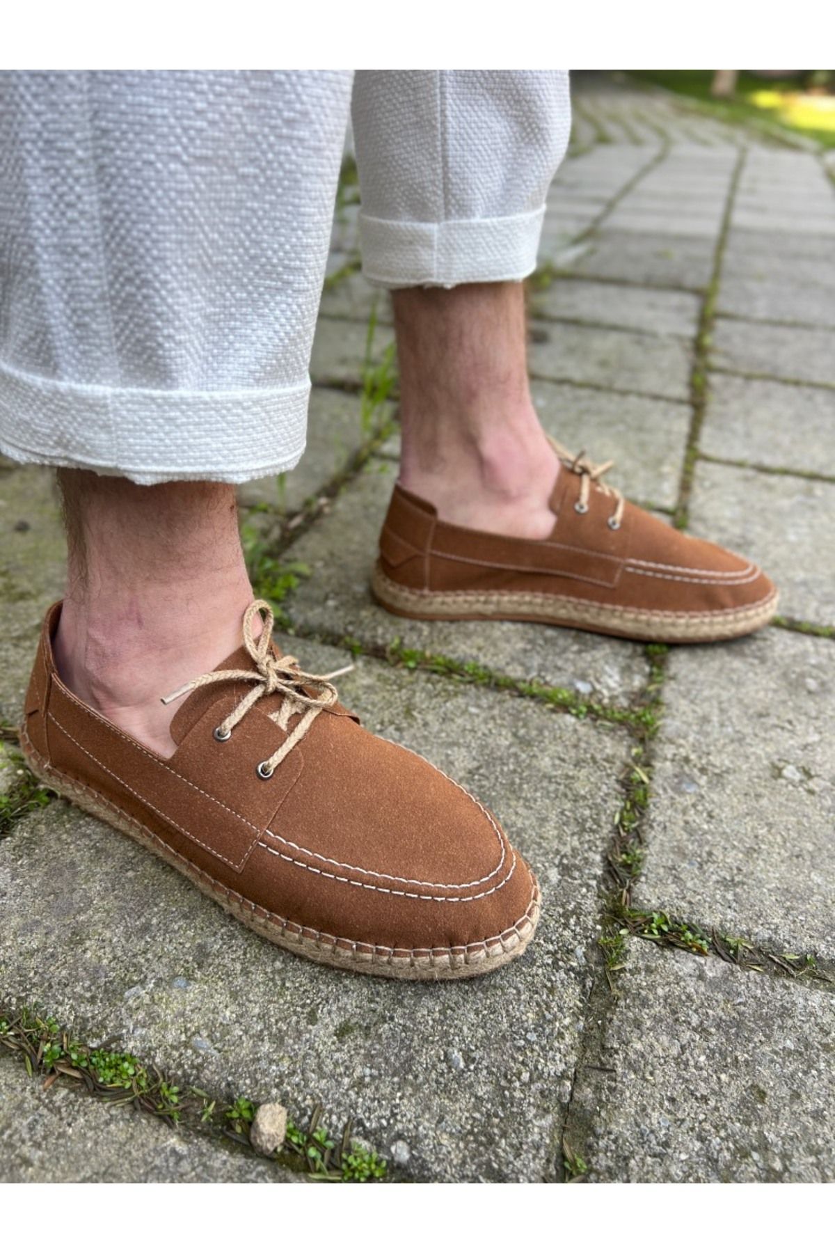 by selvi Lukka Shoes Sahra Erkek Suni Deri Taba Bağcıklı Espadril