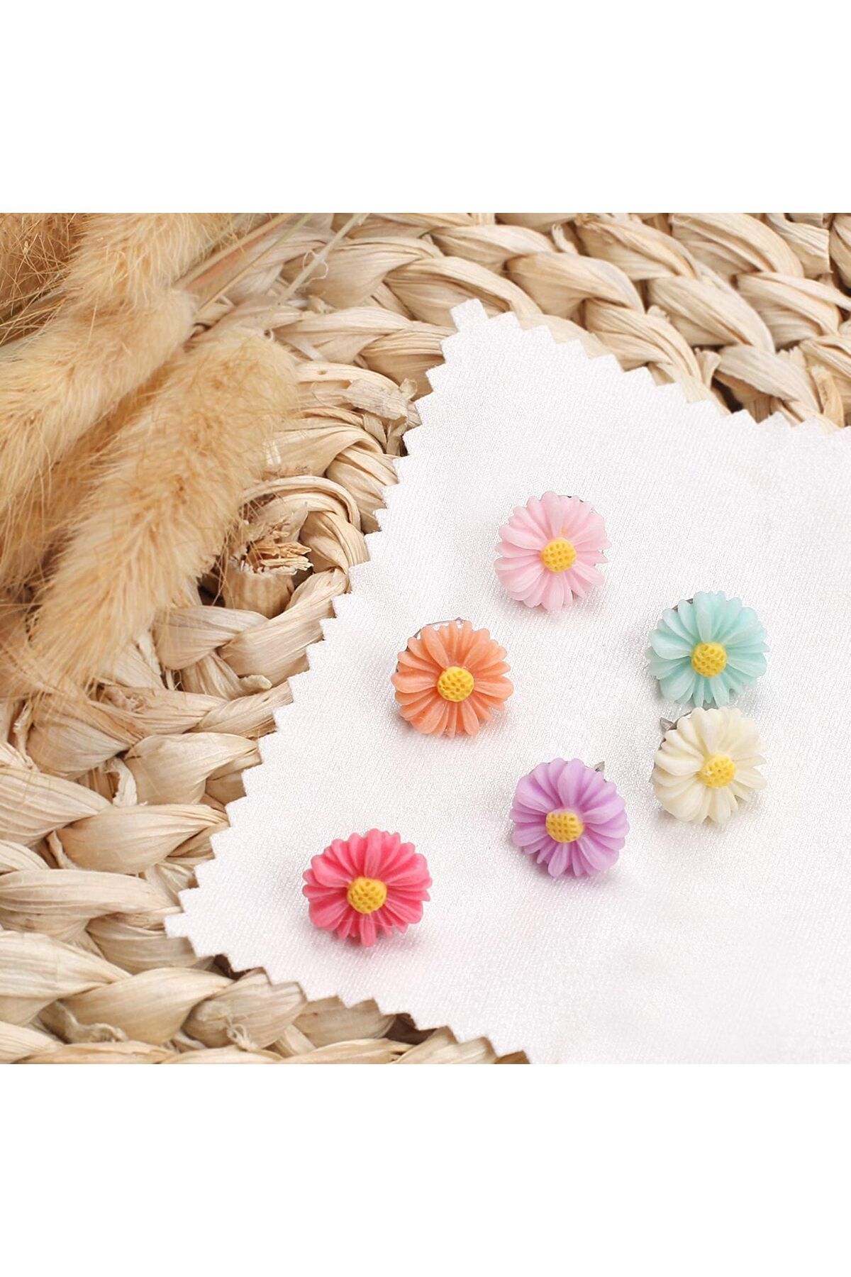 fulina-30 Pcs Flower Pins, Colourful Flower Thumbtacks for Photo Wall, Office or Home Use 3