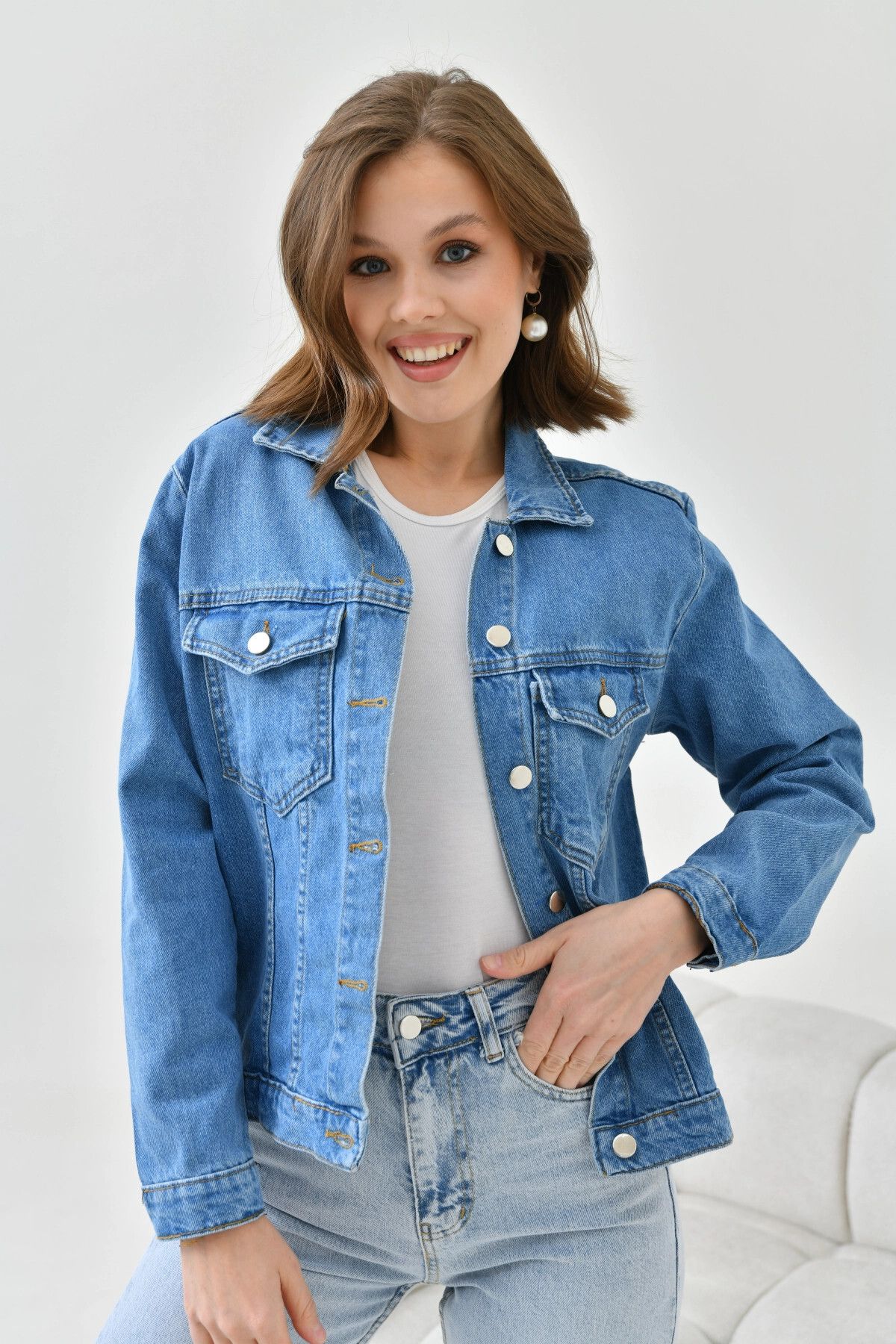 Park Karon-Jachetă de blugi de damă Enzyme Basic albastru închis 4