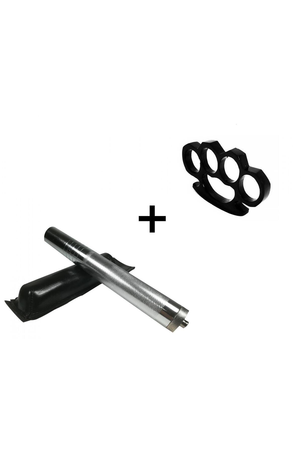 Depox-Telescopic steel walking stick set, silver, 64 cm and black box 0.5 cm thick 1