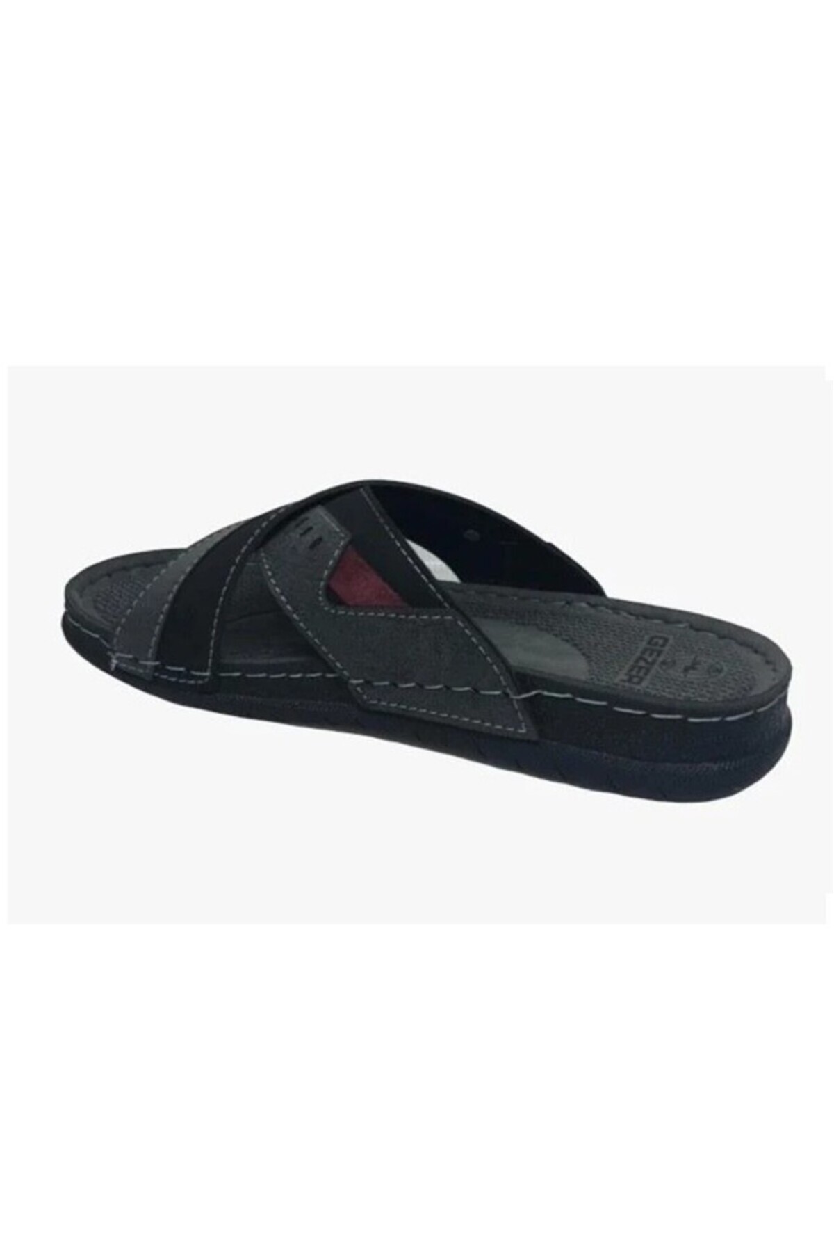 GEZER-11474-25 Papuci pentru bărbați cu bandă anatomică încrucișată din piele 3