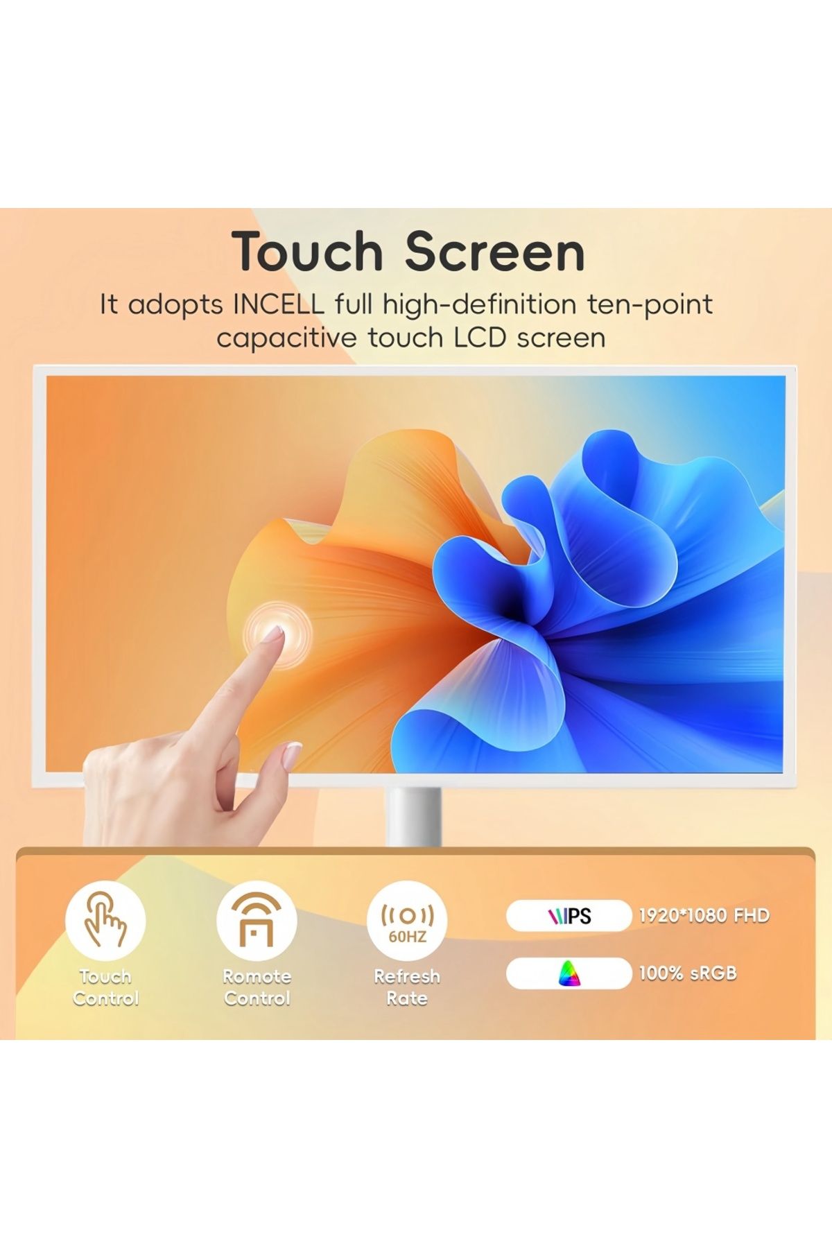FlashHawk-شاشة تلفزيون ذكية محمولة مقاس 21.5 بوصة - شاشة عرض LCD تعمل باللمس مع حامل قابل للتعديل 4