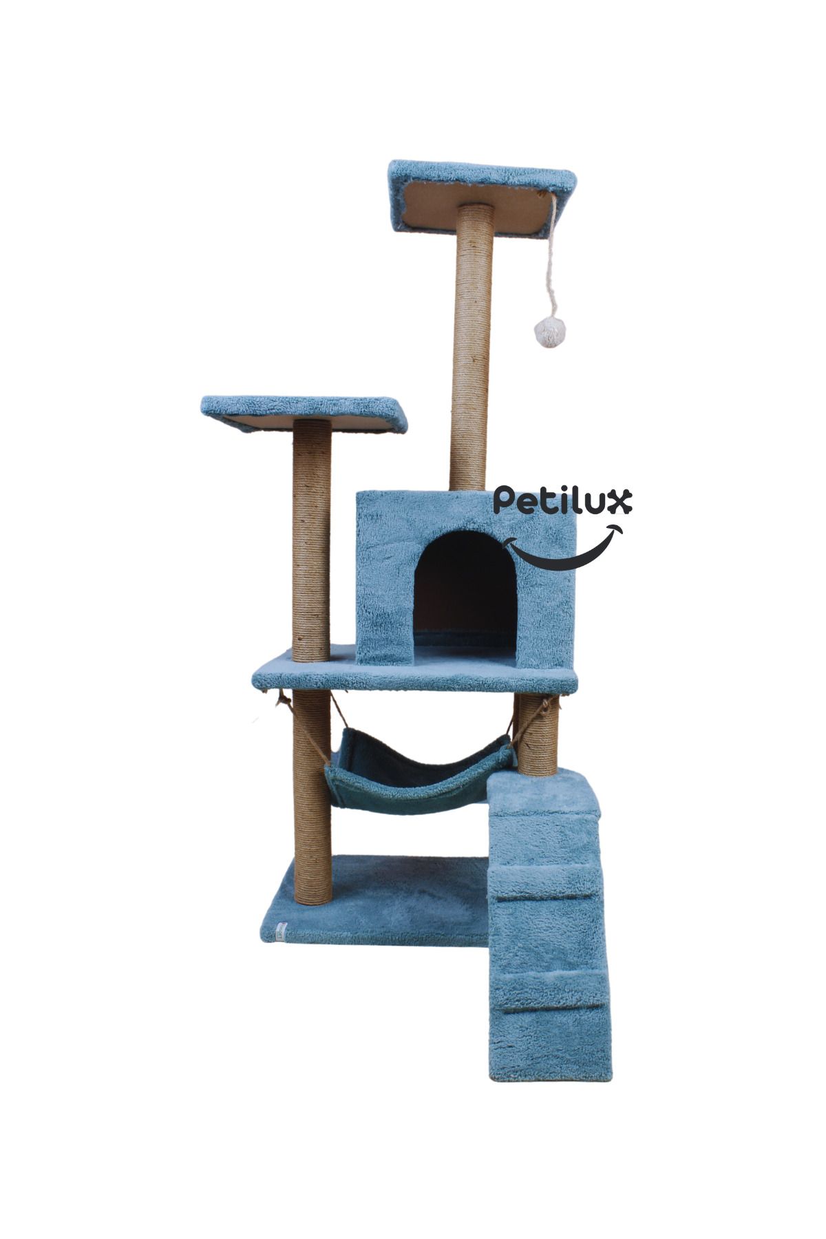 Petilux-B-07 Luxury Cat Scratching Playhouse with Hammock and Nest 3
