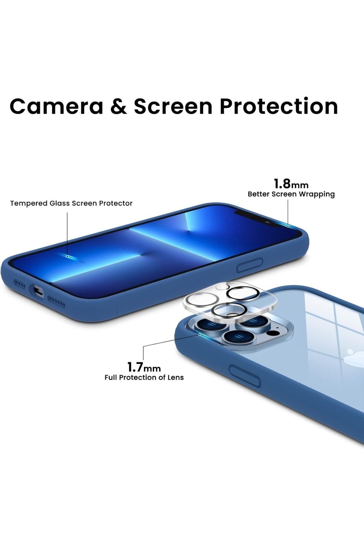 ORNARTO-Set husă, 2 filme pentru cameră, 1 film pentru spate și 2 filme pentru ecran compatibile cu iPhone 13 Pro Max Ornarto 2