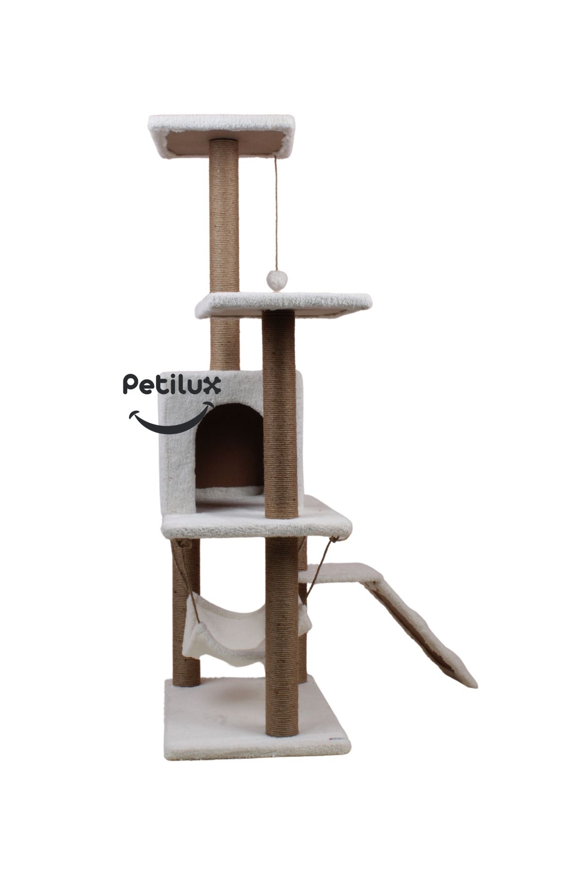 Petilux-B-07 Luxury Cat Scratching Playhouse with Hammock and Nest 4
