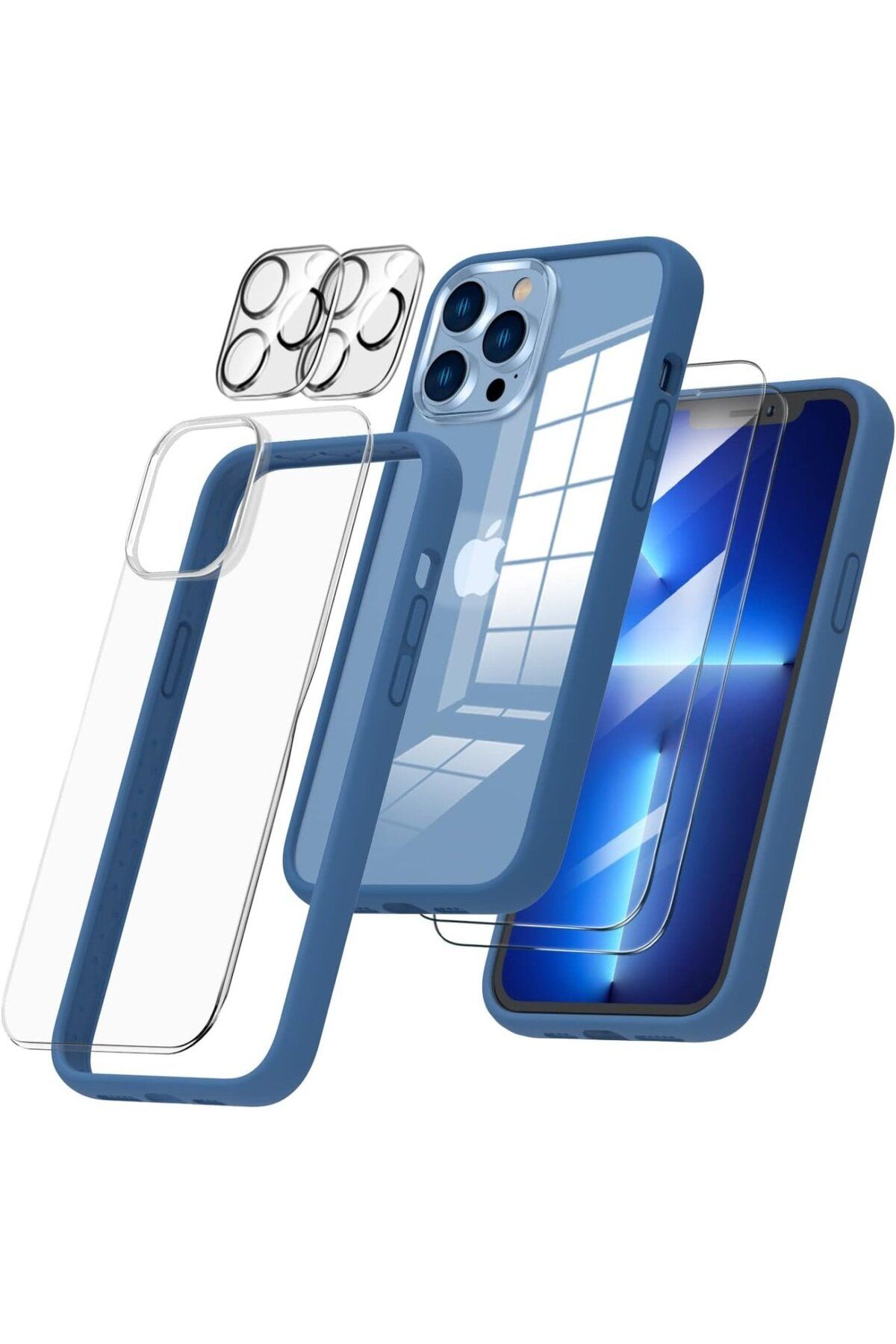 ORNARTO-Set husă, 2 filme pentru cameră, 1 film pentru spate și 2 filme pentru ecran compatibile cu iPhone 13 Pro Max Ornarto 1