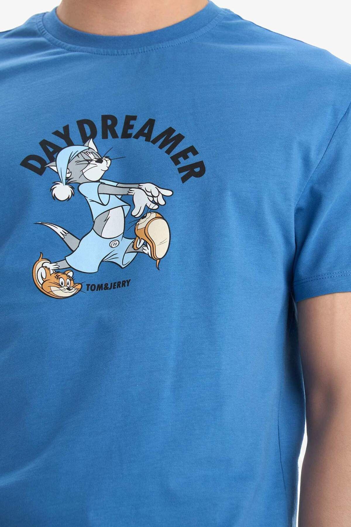 DeFacto-Tom & Jerry Pajama Set - Long Bottom and Short Sleeve 4