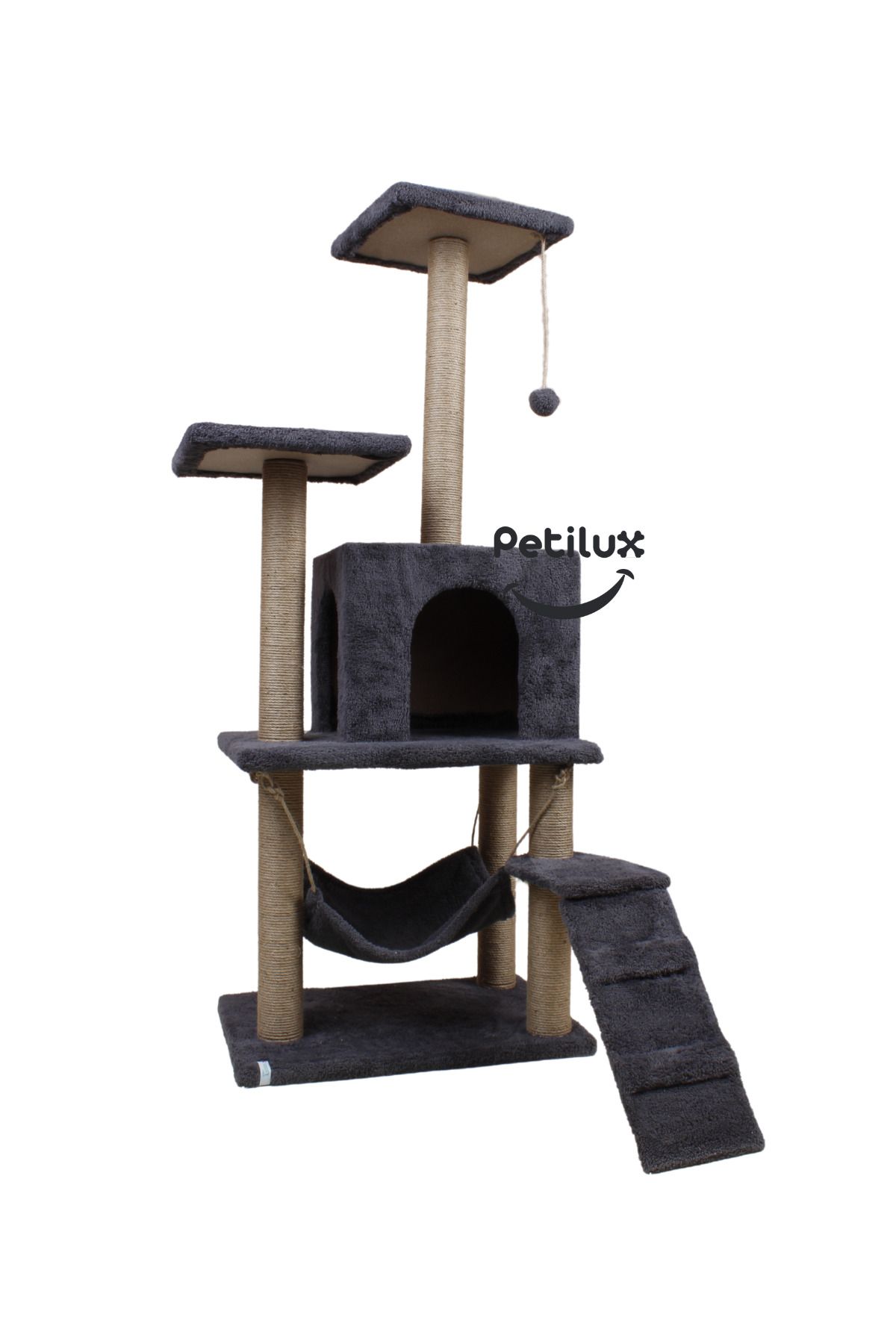 Petilux-B-07 Luxury Cat Scratching Playhouse with Hammock and Nest 4