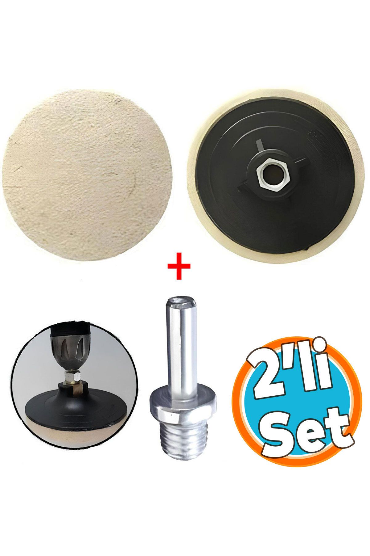 NZB Araç Metal Mermer Parlatma Polisaj Keçesi + Matkap Aparatı Seti Parlatıcı 115mm M14