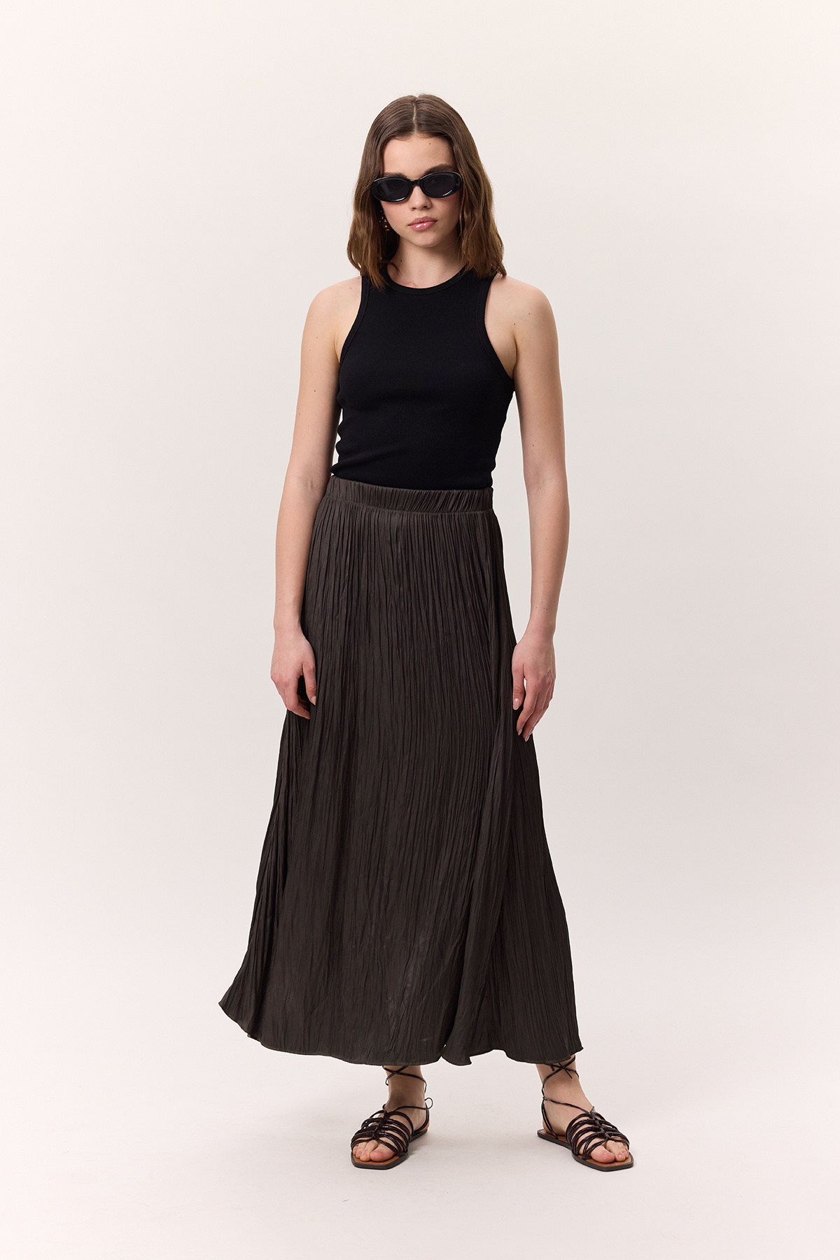 Manuka-Crush Satin Skirt Brown 7