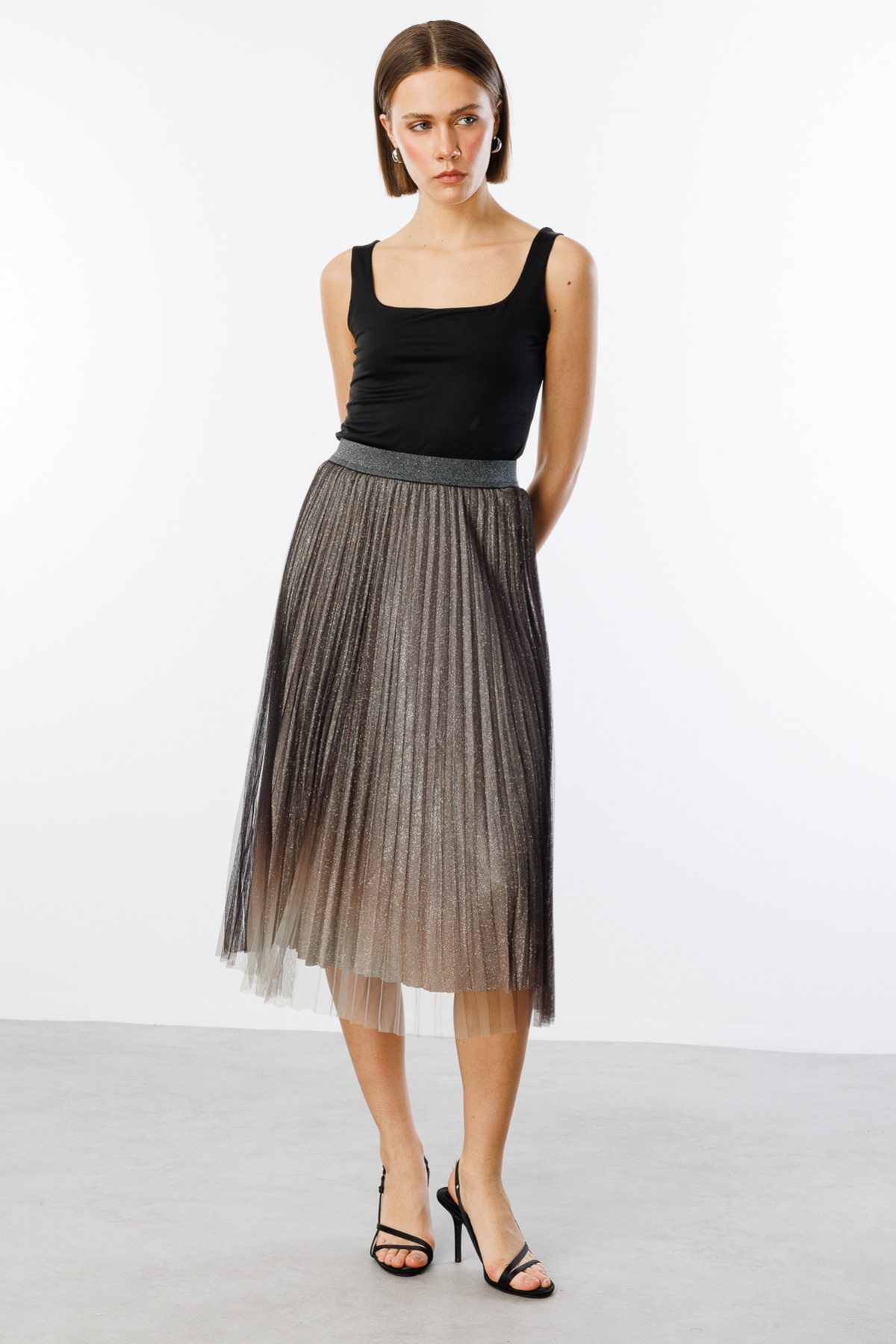 Ekol-Pleated Glitter Tulle Skirt 3
