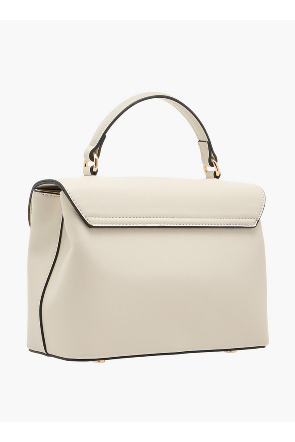 Paprika-Solid Satchel Bag with Grab Handle and Button Closure - W 10 x H 16 x D 22 cm 3