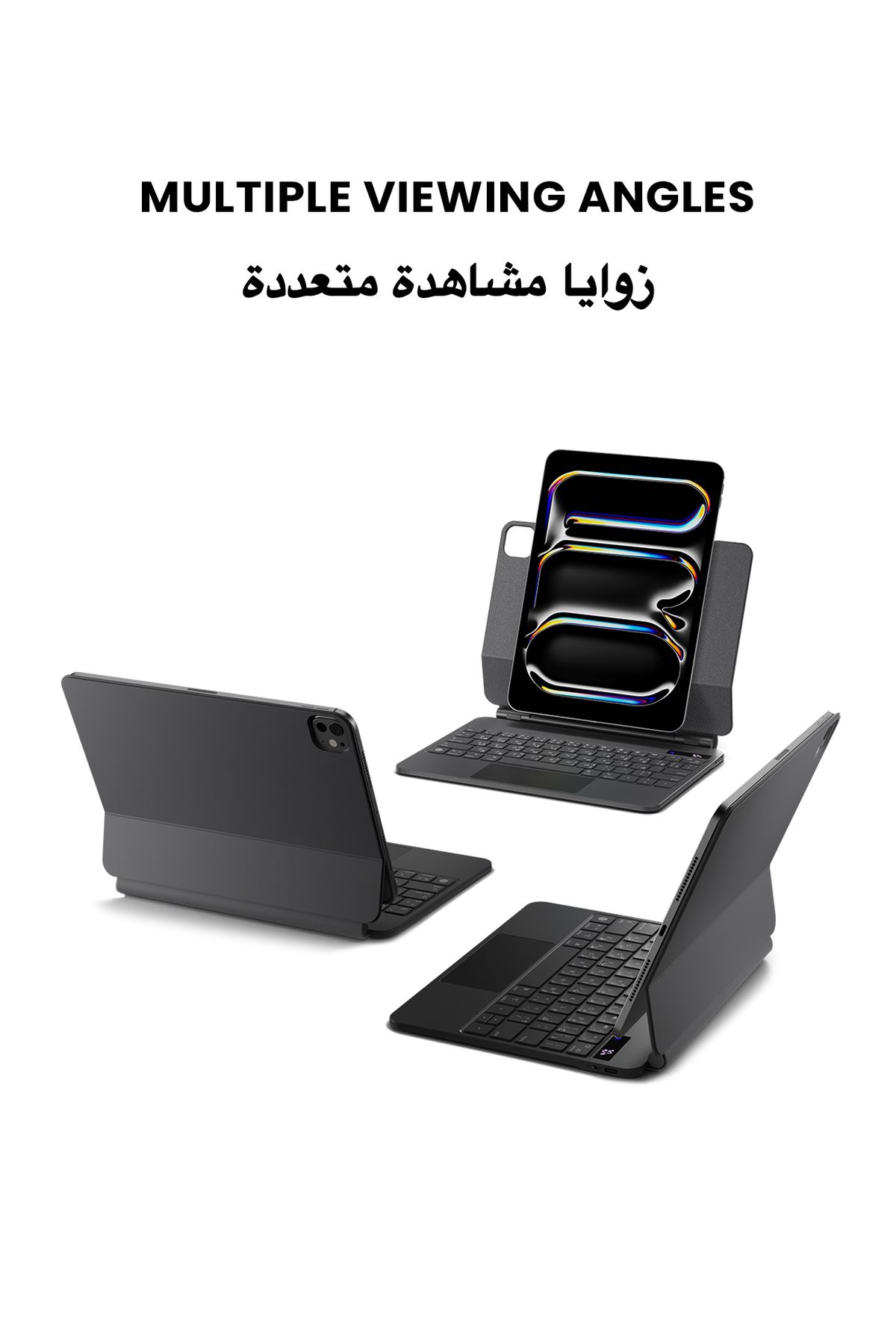 Tinymoose-SpacePad Pro iPad Keyboard 5-Way Touchpad, LED Display, Backlit, English/Arabic iPad Pro 11 (M4) 8